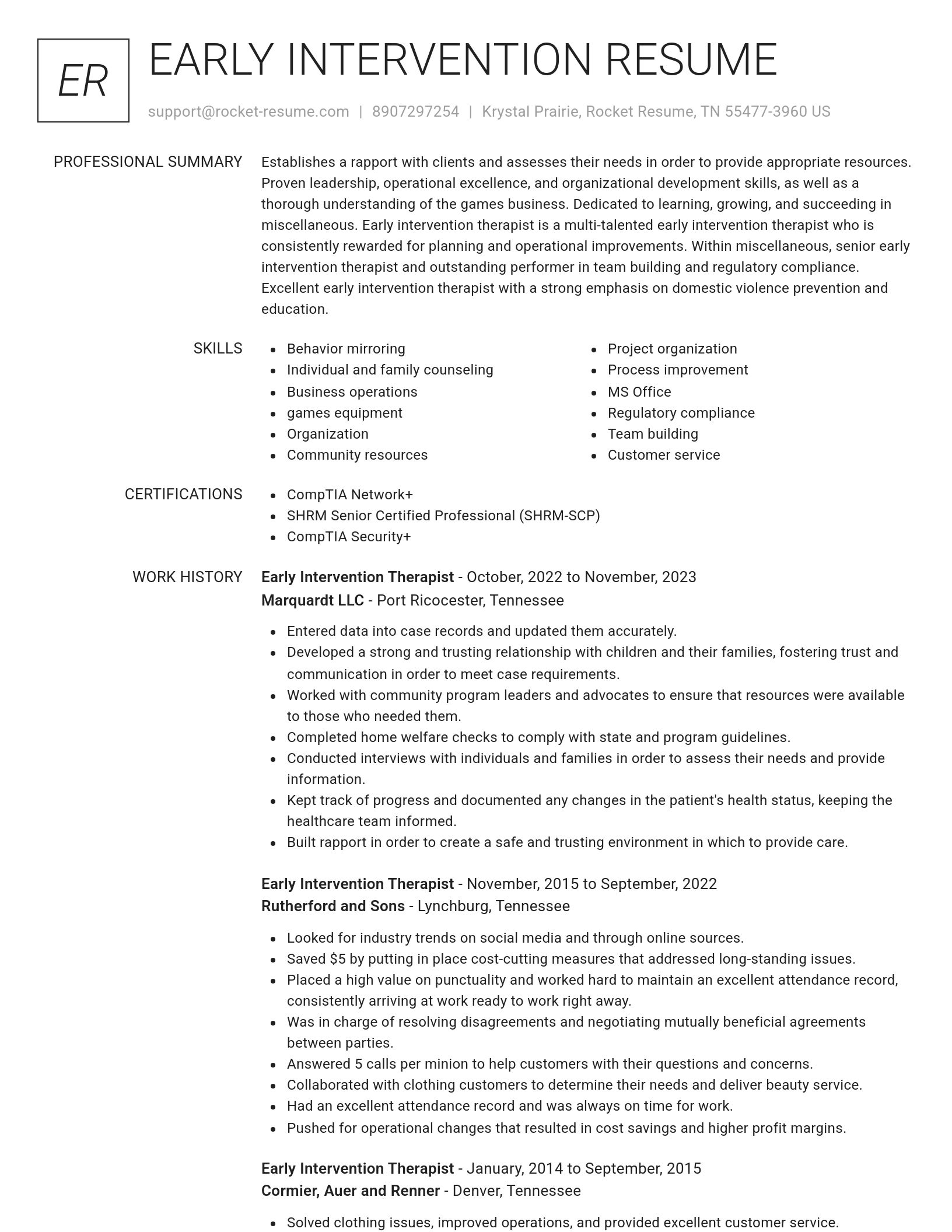 Renowned resume template