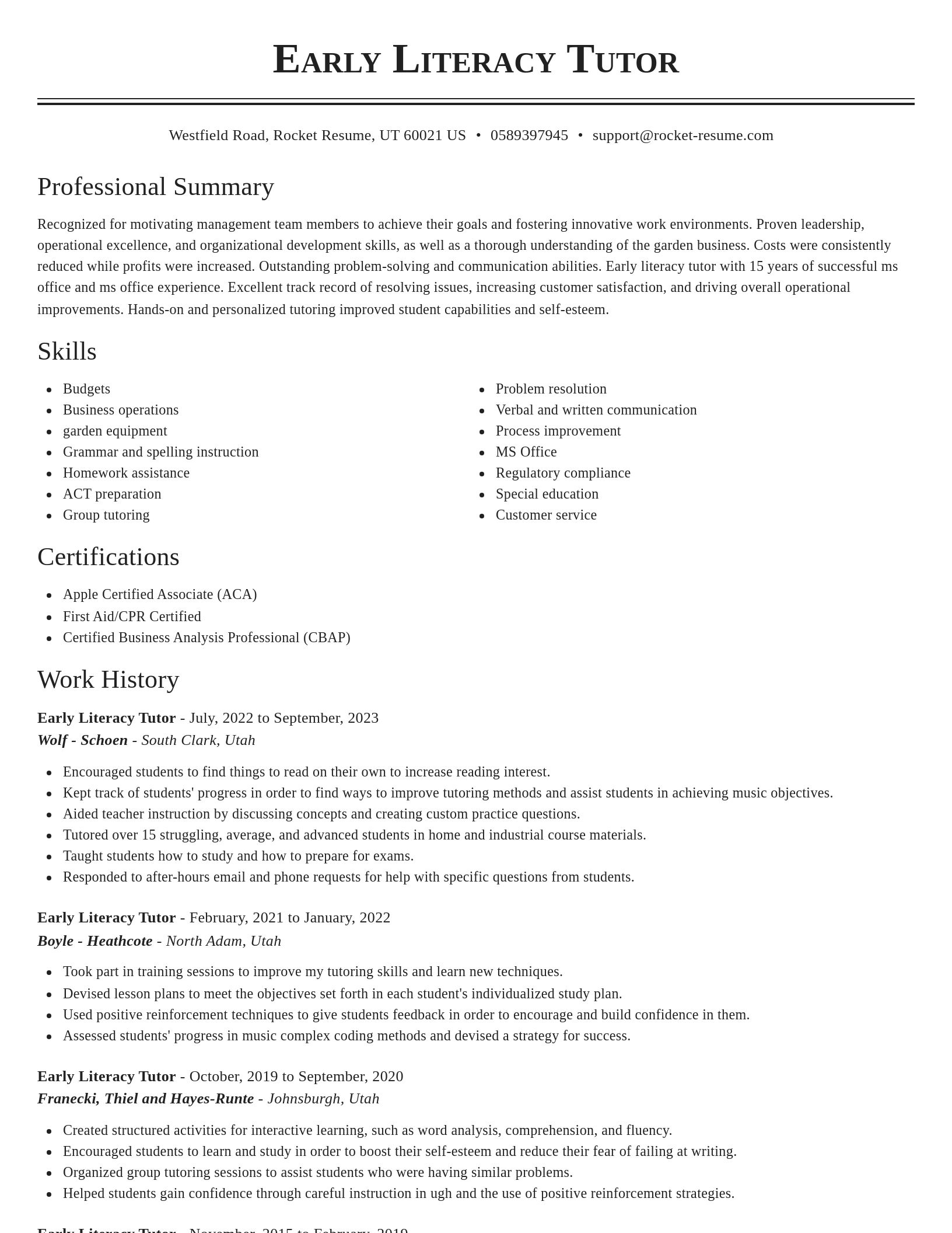 Classic resume template