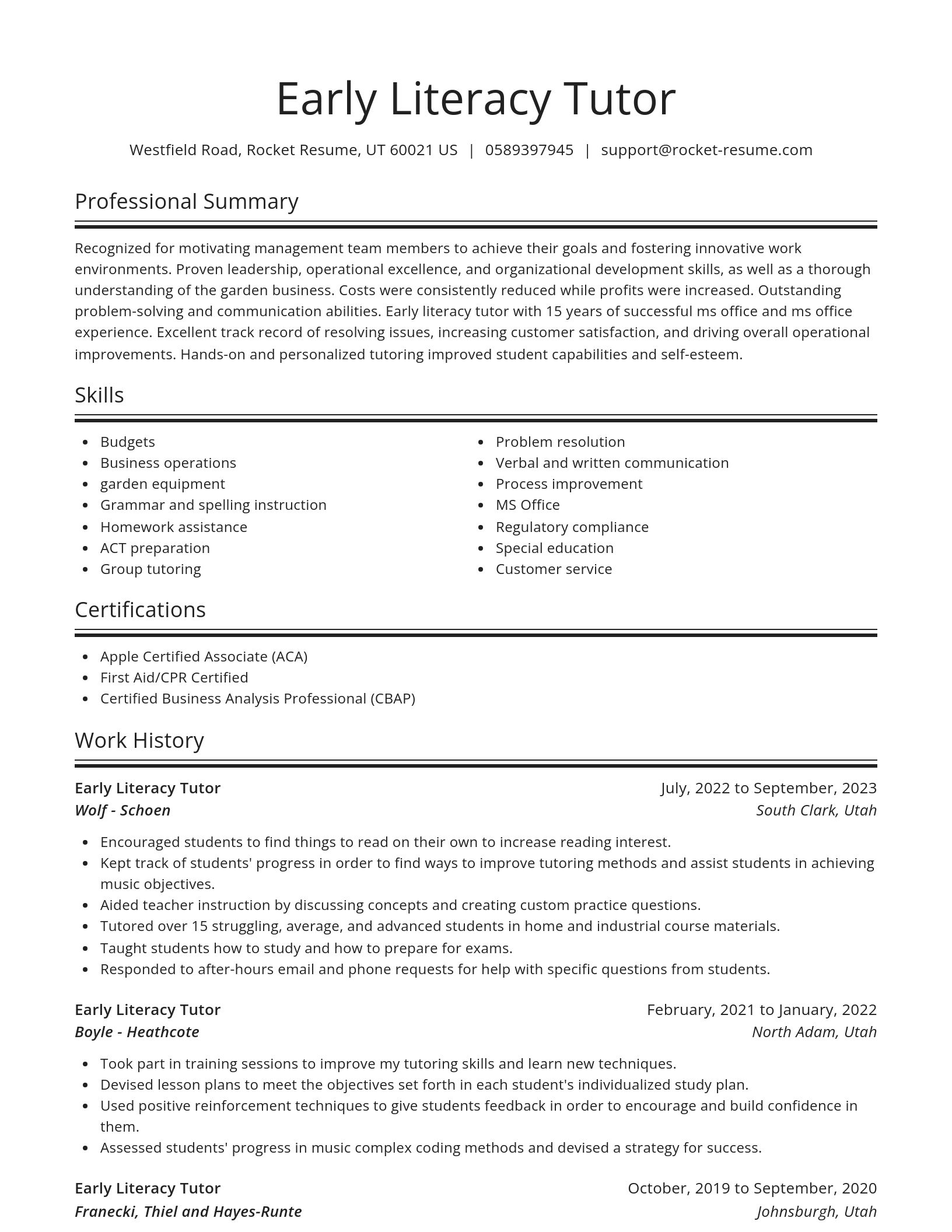 Spotlight resume template