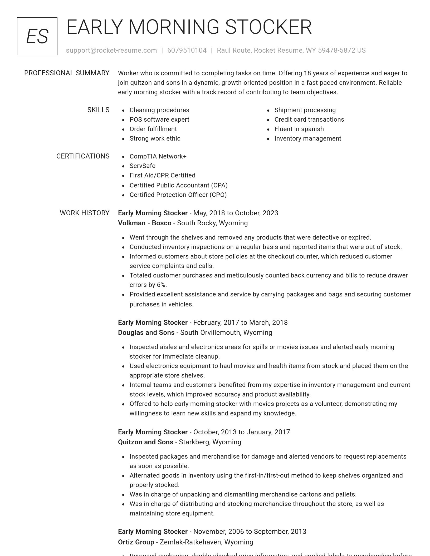 Renowned resume template