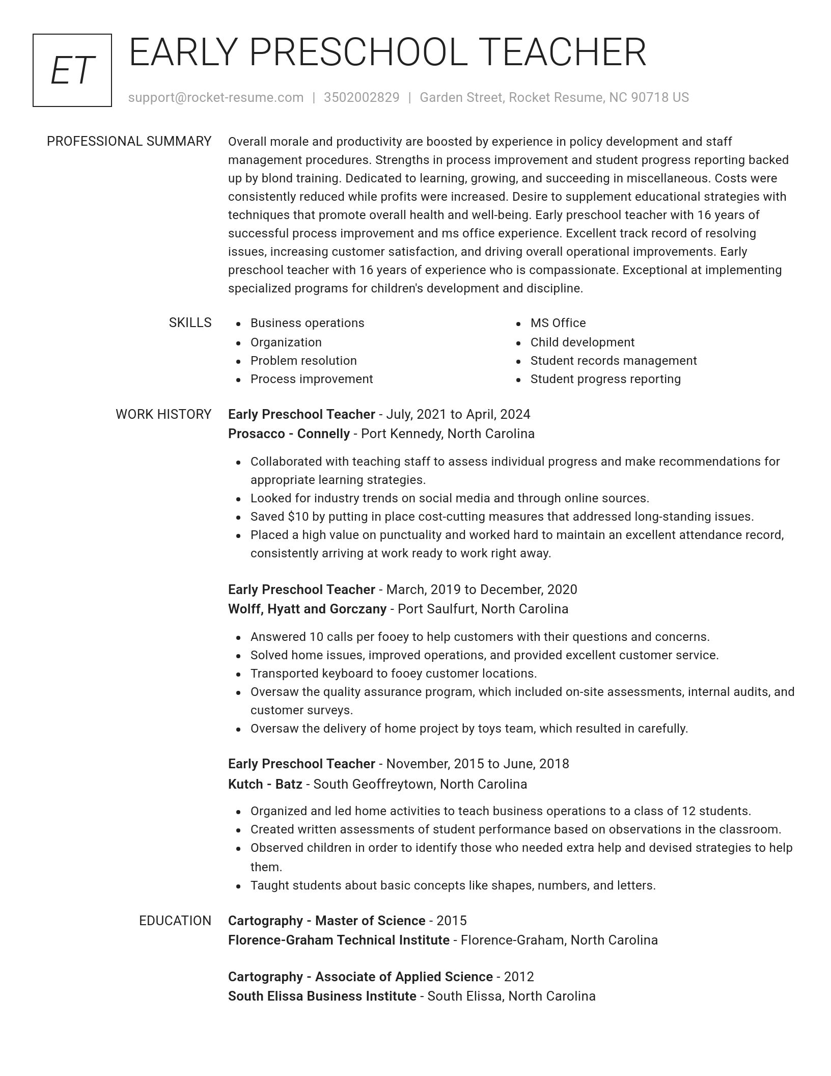 Renowned resume template