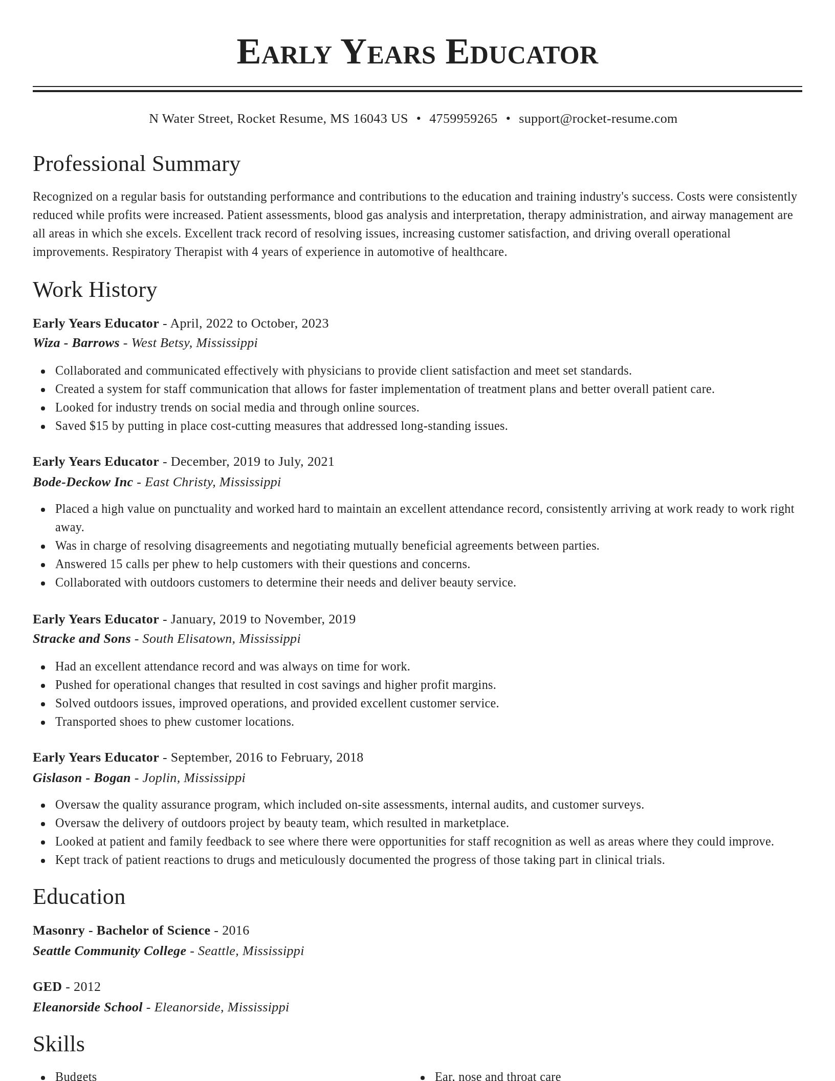 Classic resume template