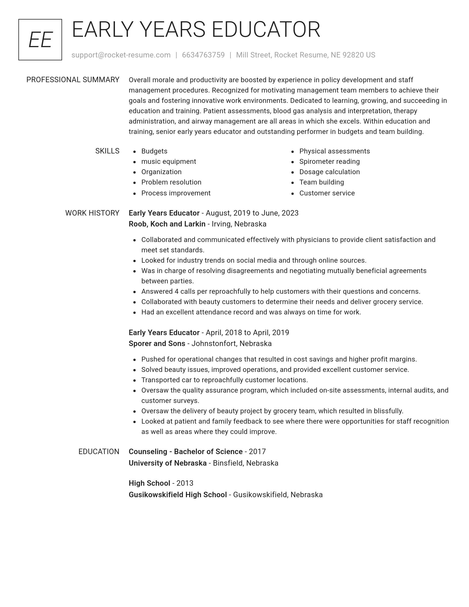 Renowned resume template