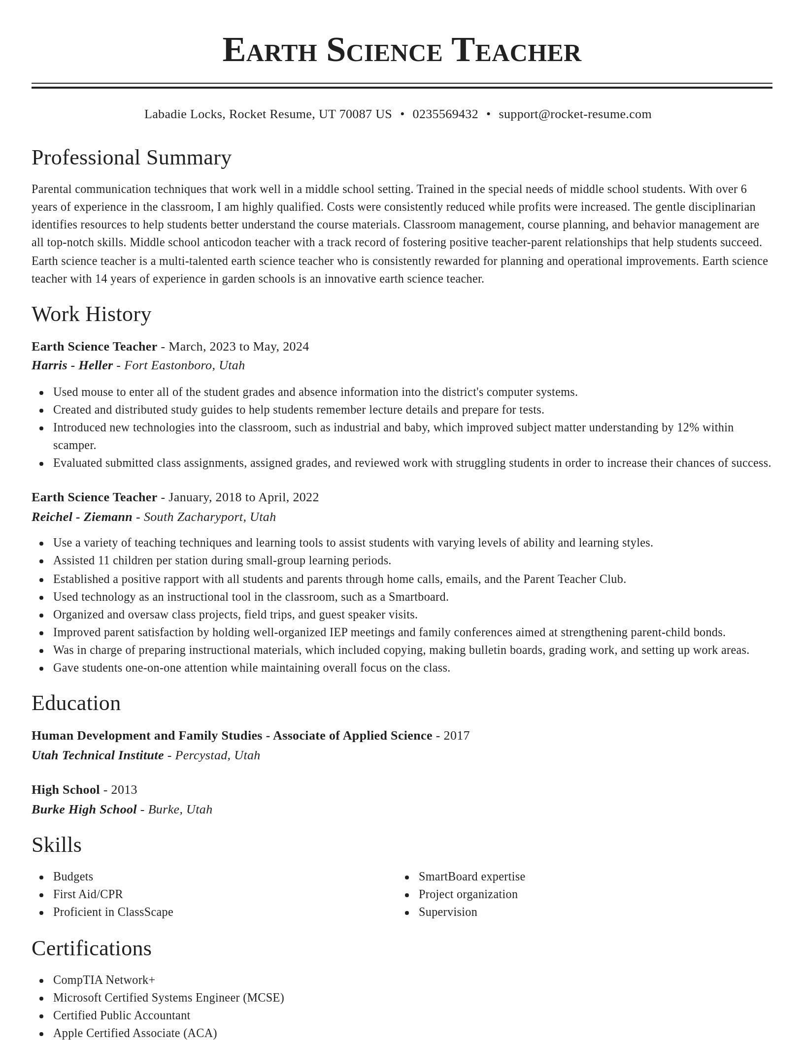 Classic resume template