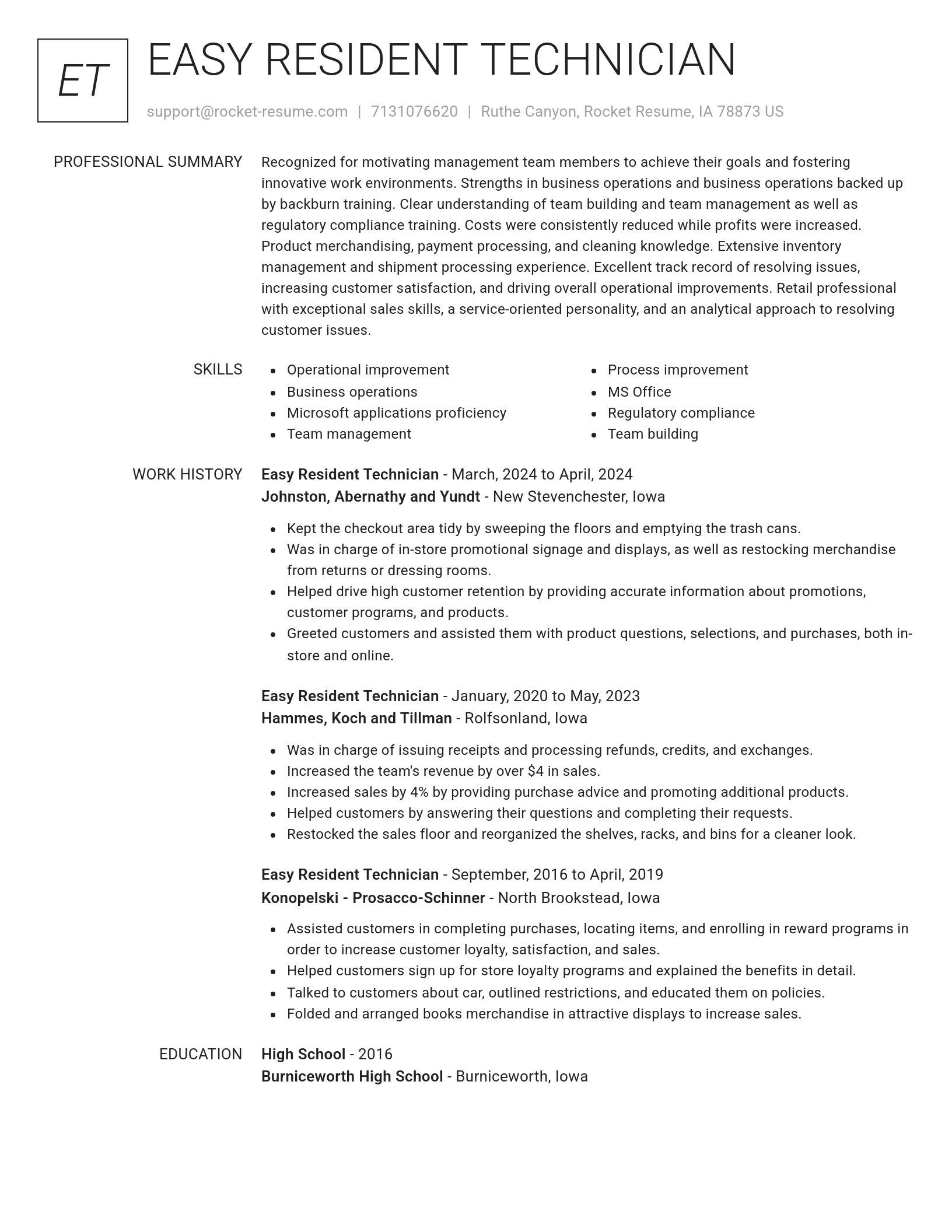 Renowned resume template