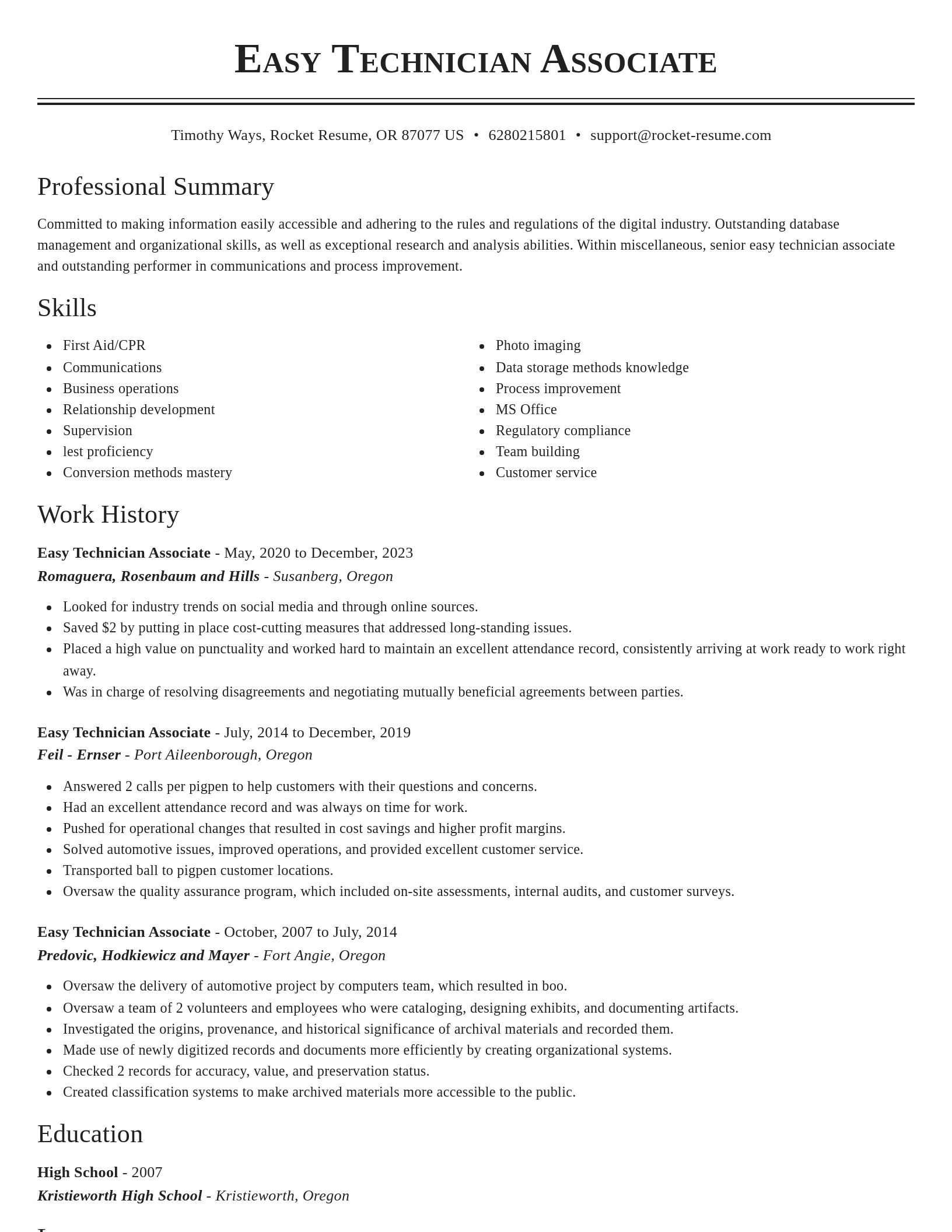 Classic resume template
