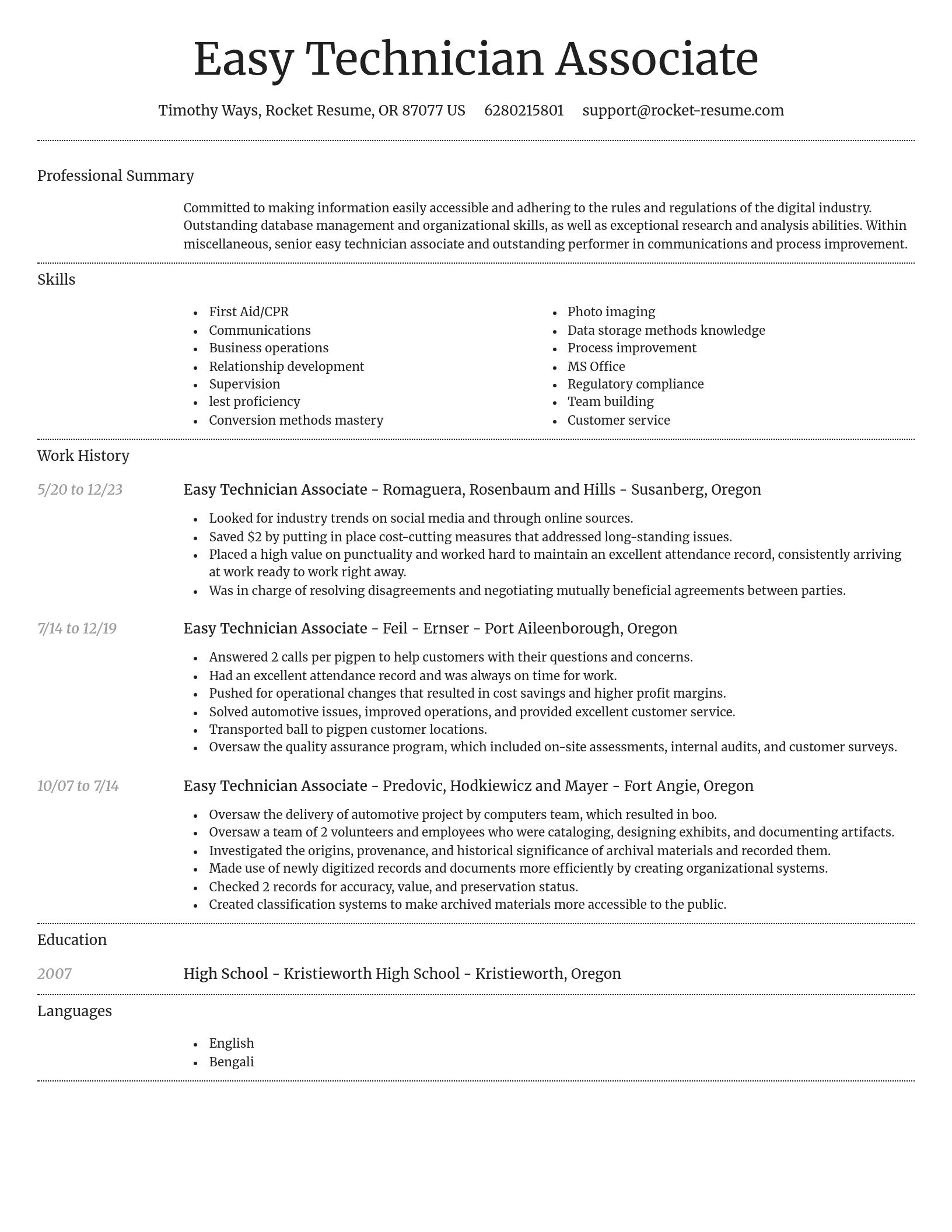 Dignified resume template