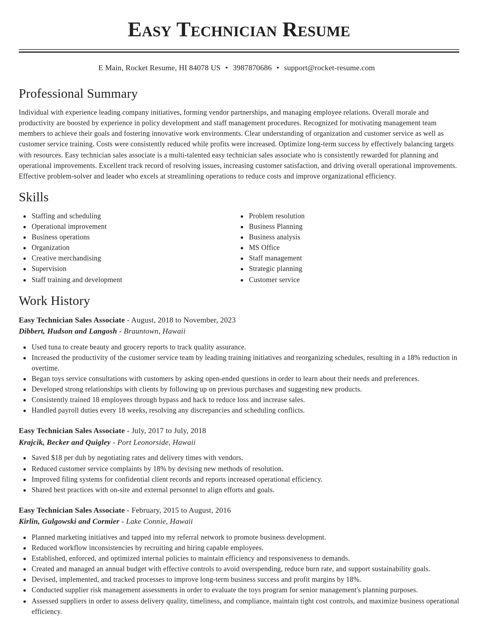 Classic resume template
