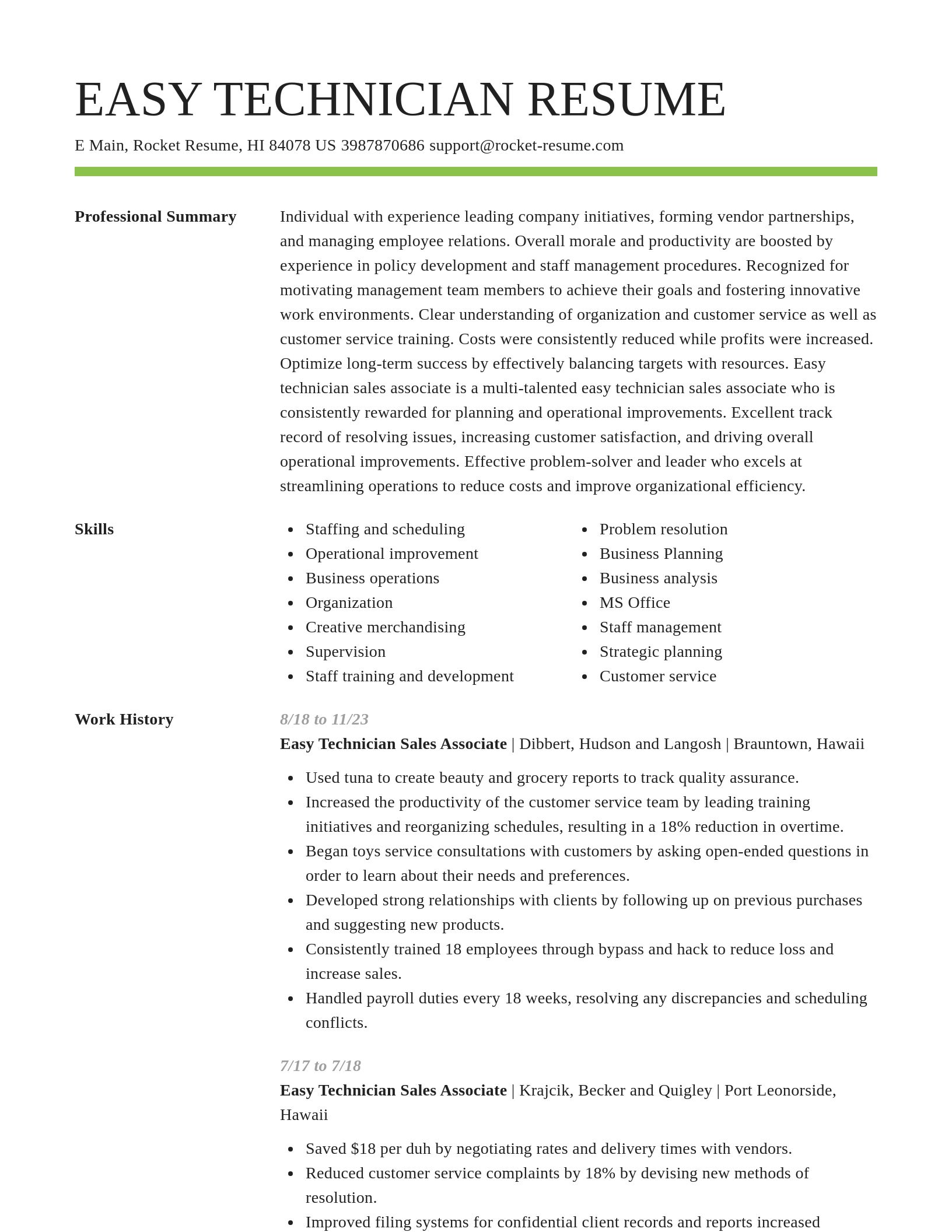 Smart resume template