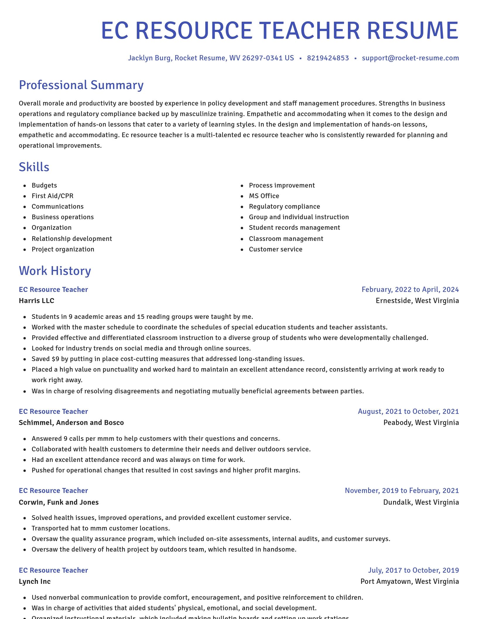 Novel resume template