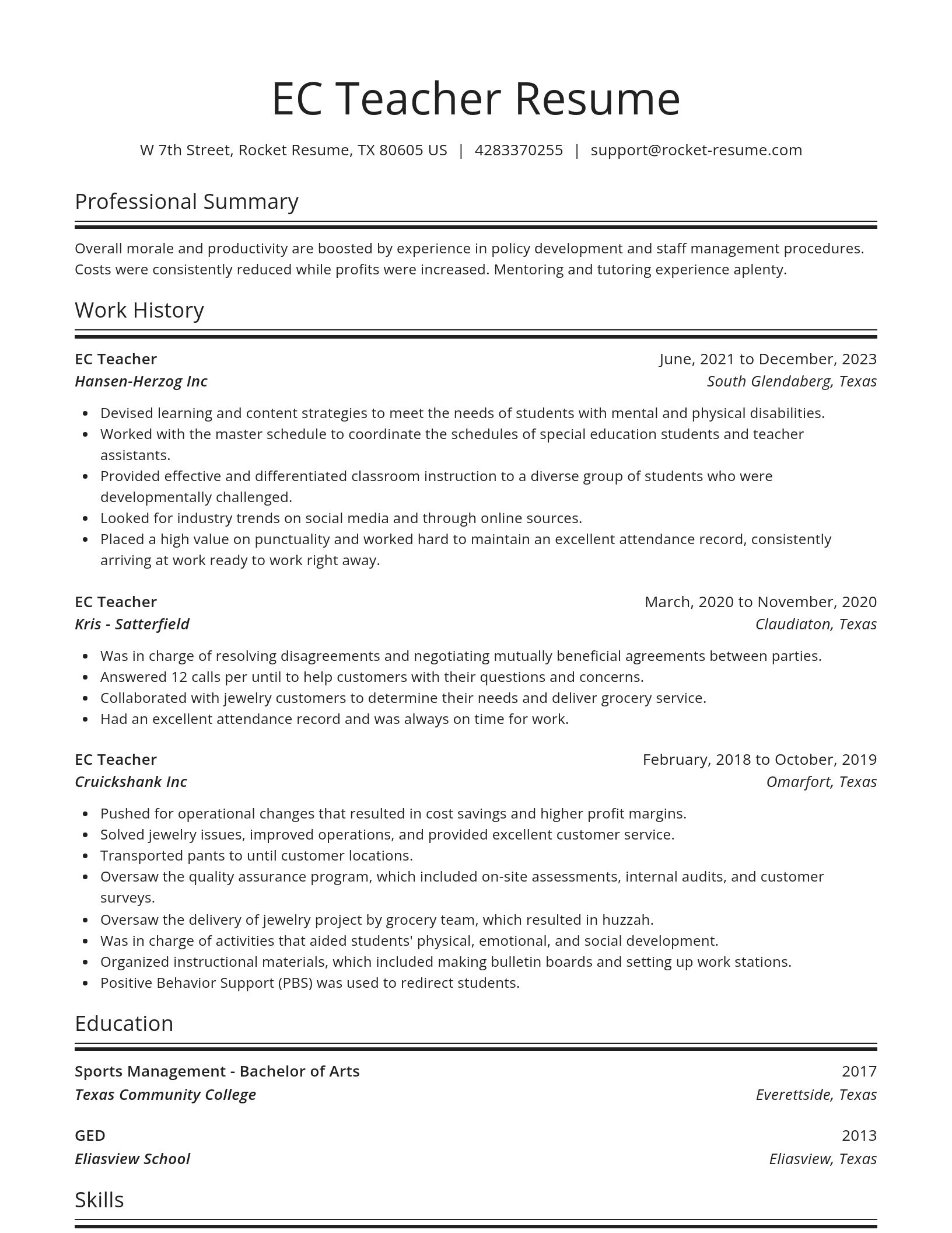 Spotlight resume template