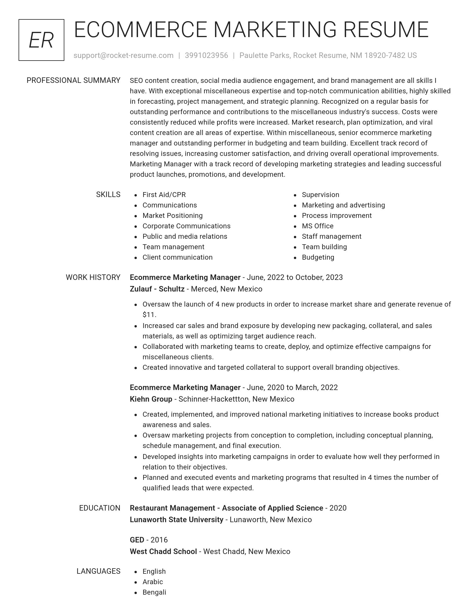 Renowned resume template
