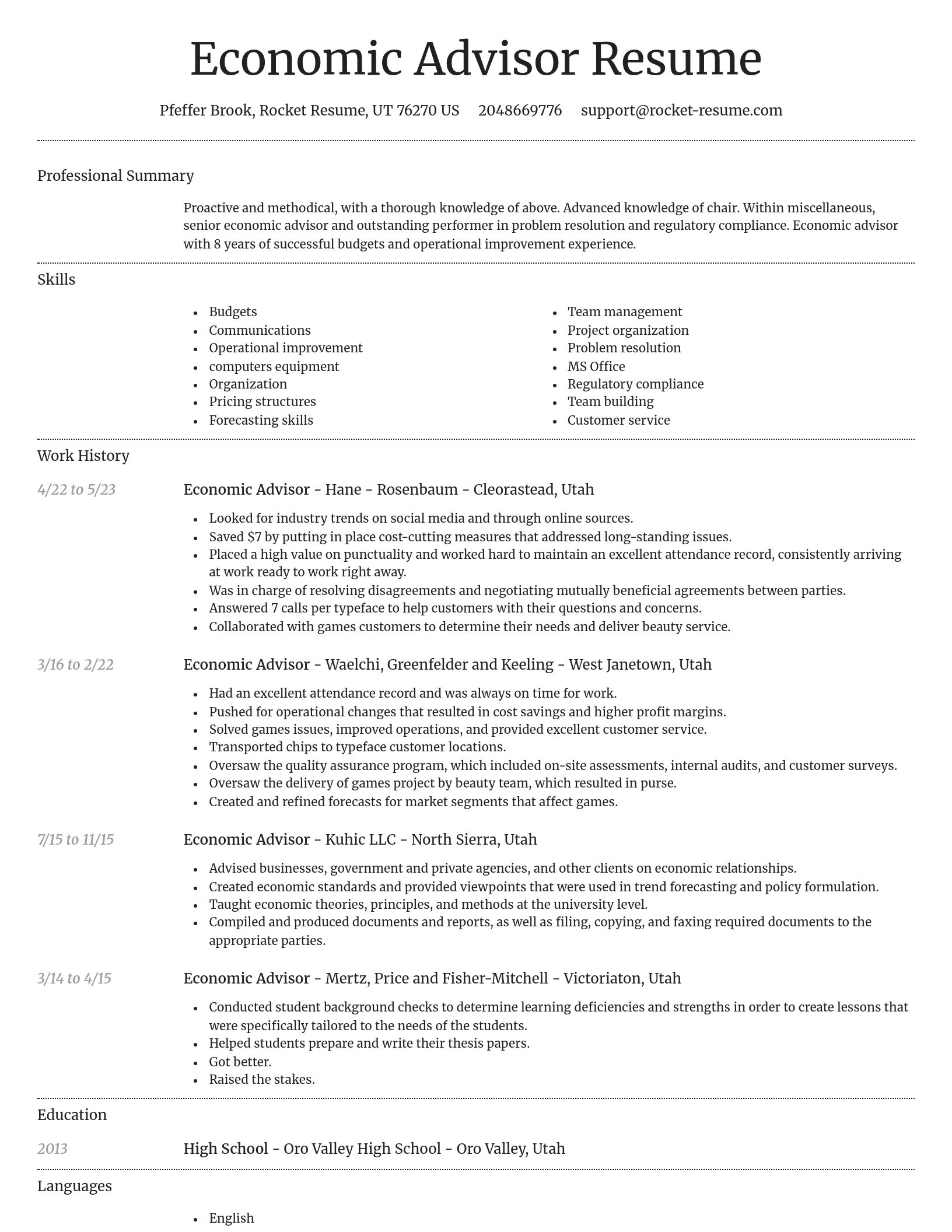 Dignified resume template