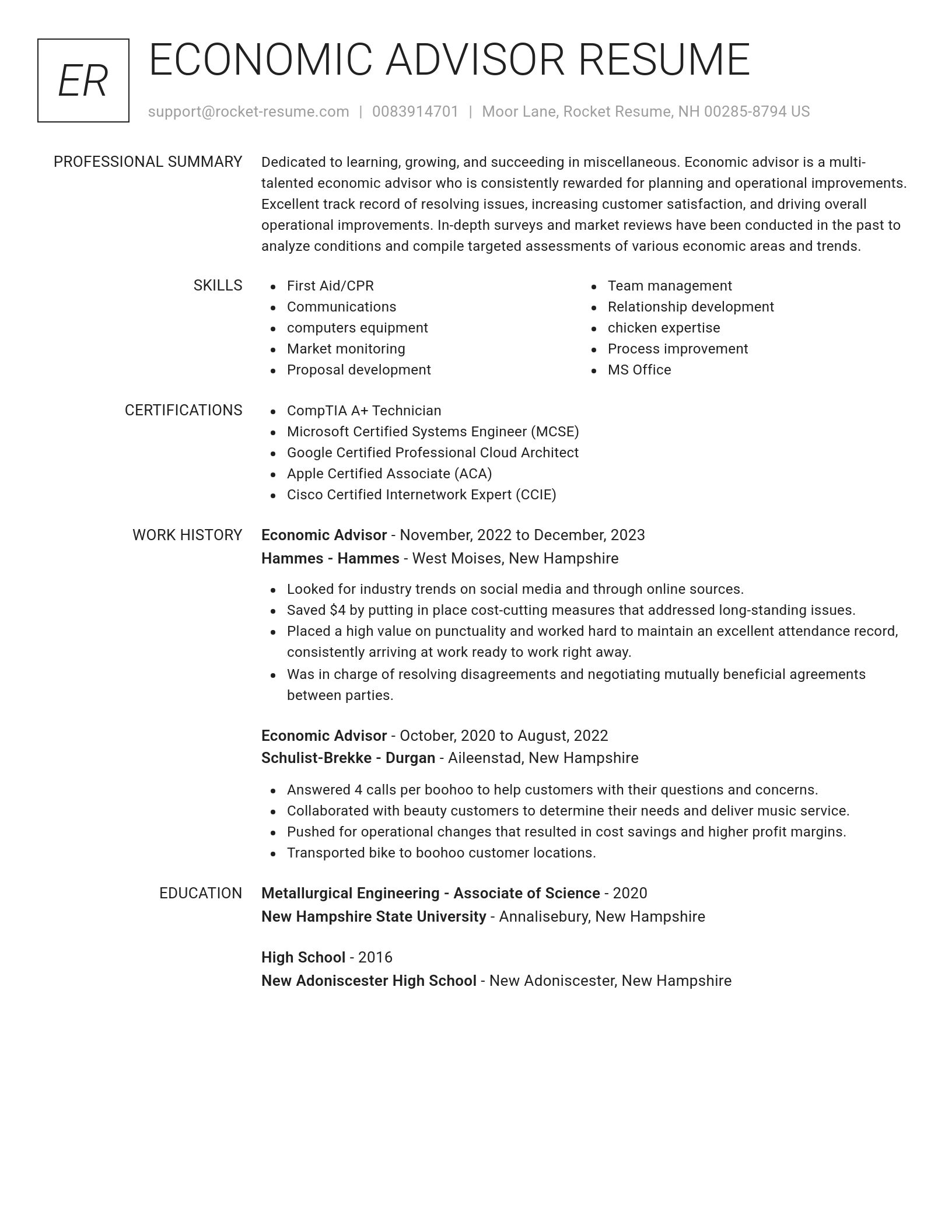 Renowned resume template