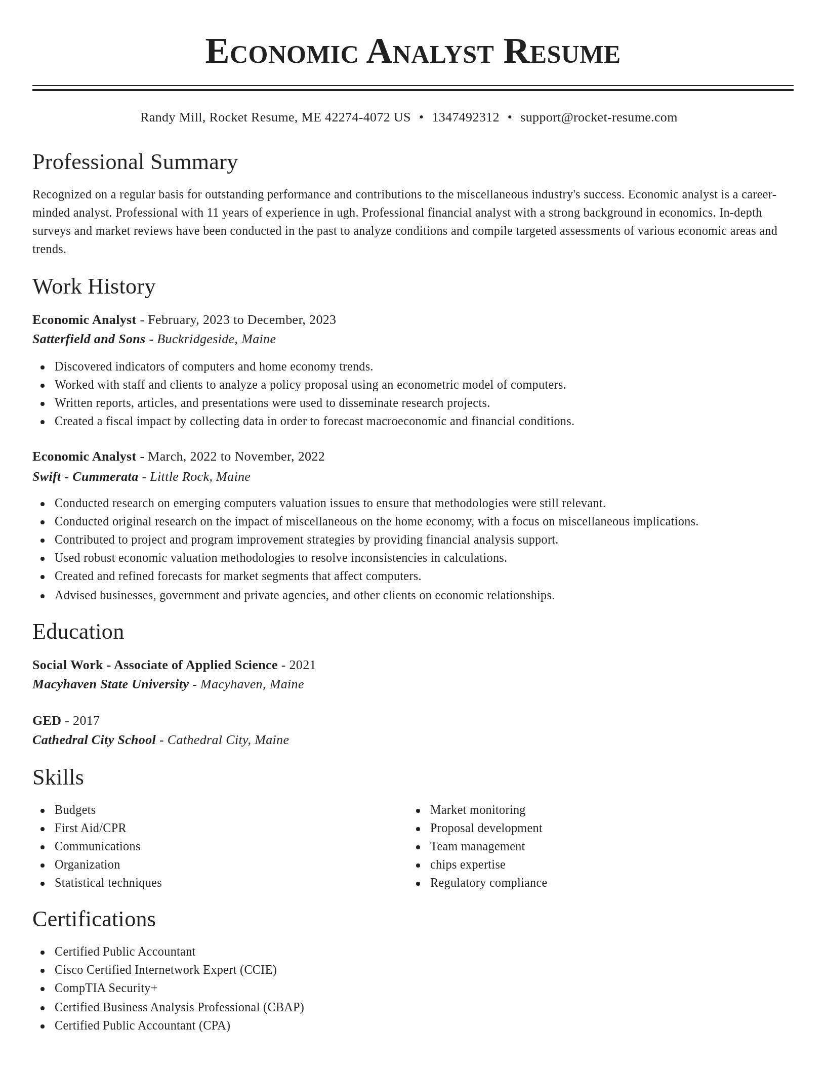 Classic resume template