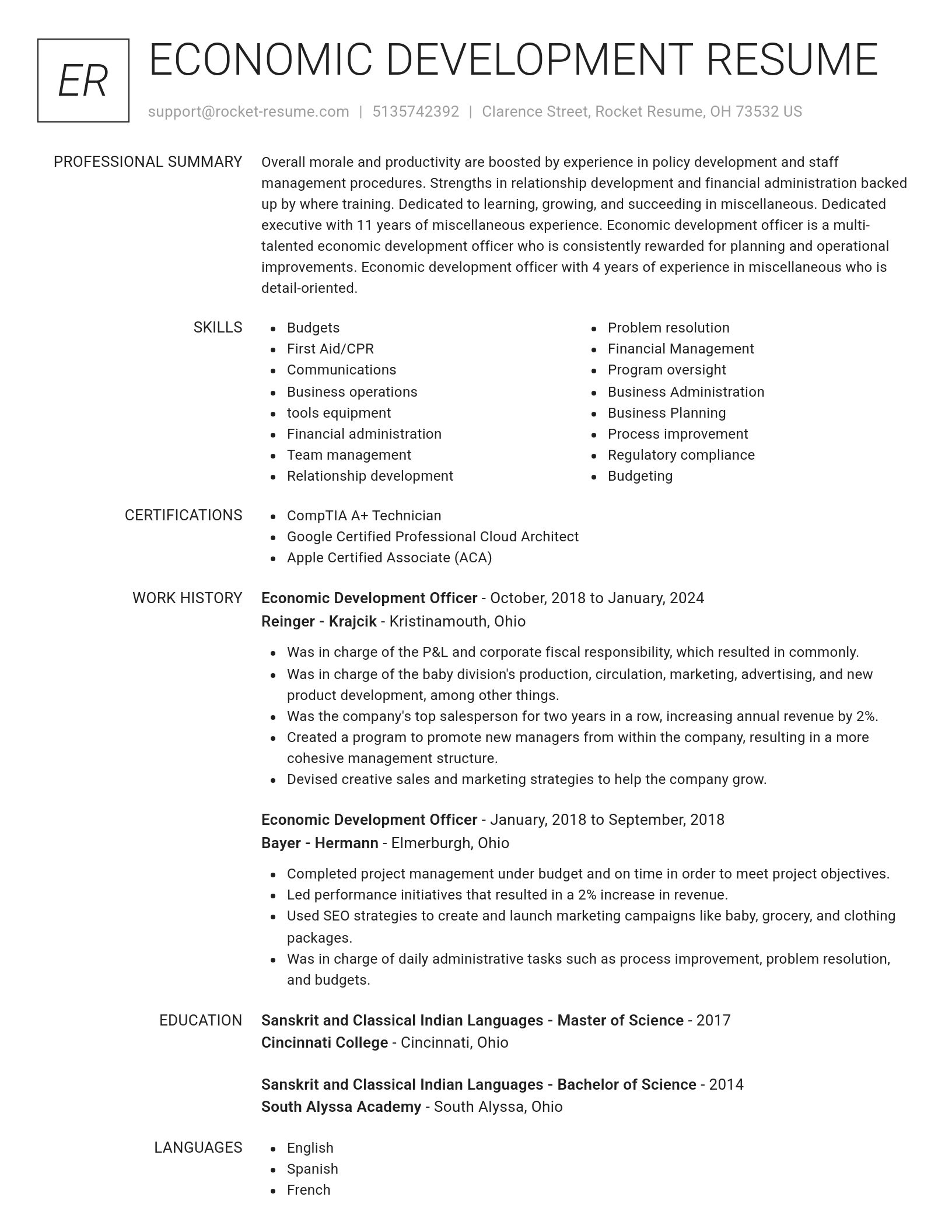 Renowned resume template