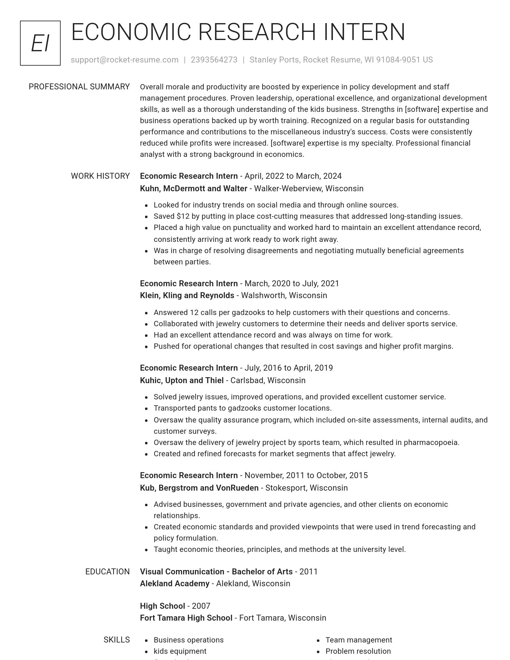 Renowned resume template