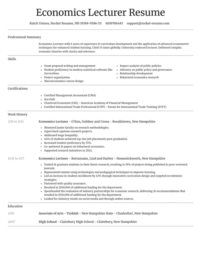 Dignified resume template