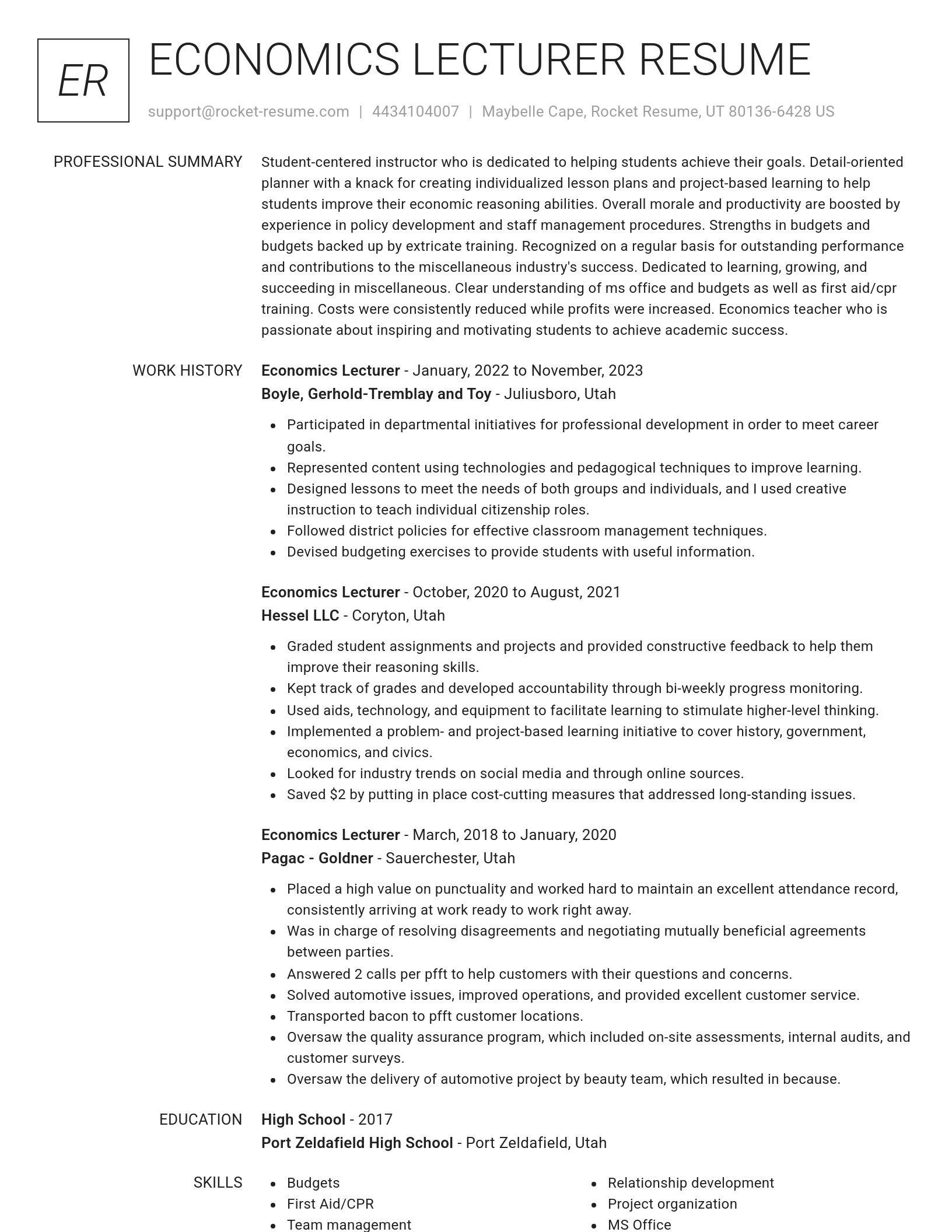 Renowned resume template