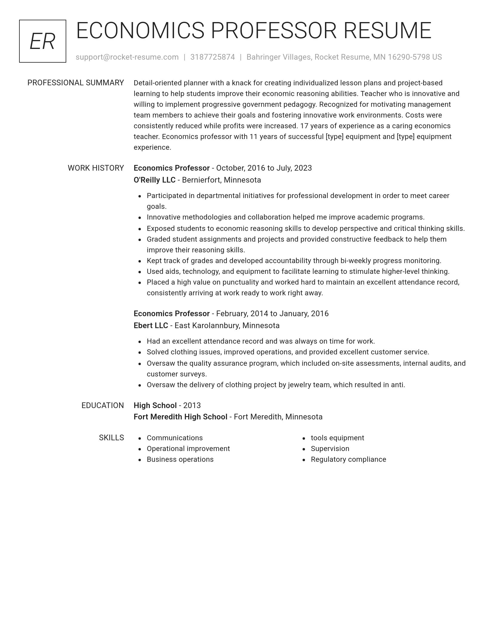 Renowned resume template