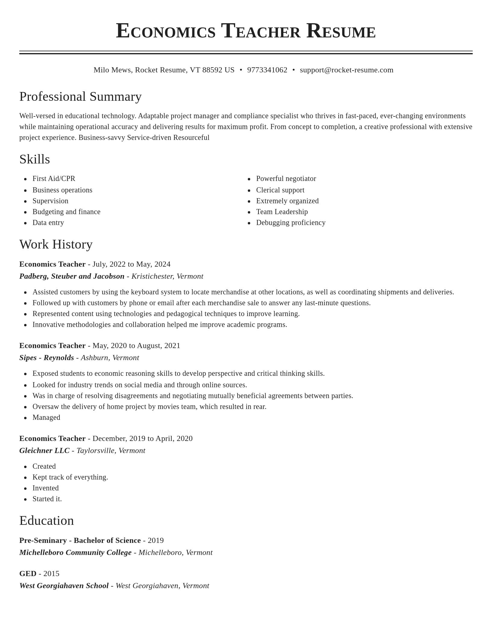Classic resume template