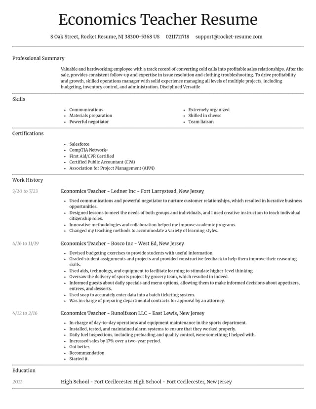 Dignified resume template