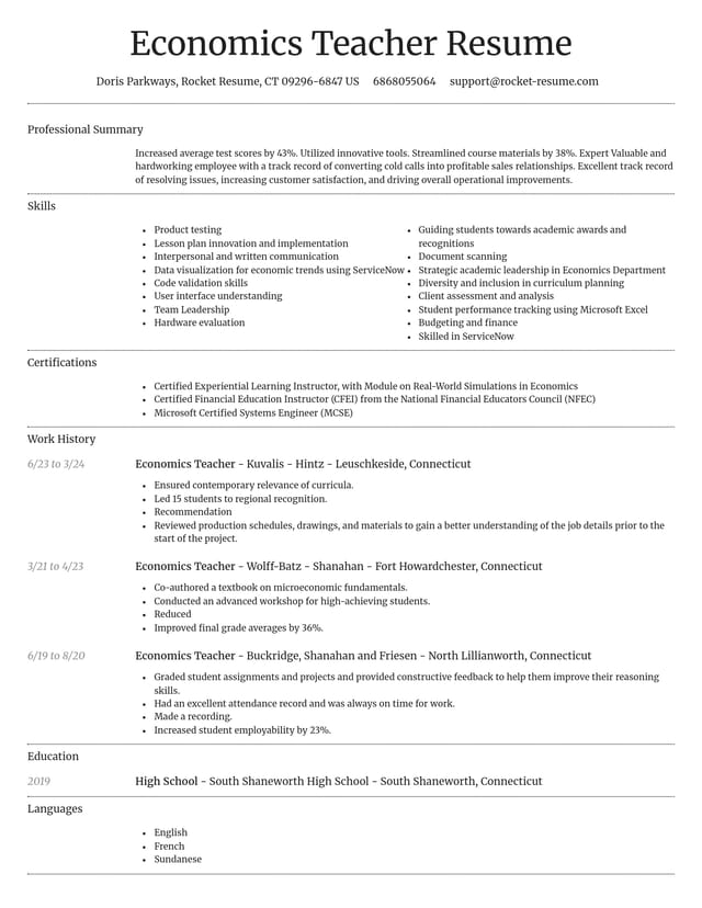 Dignified resume template
