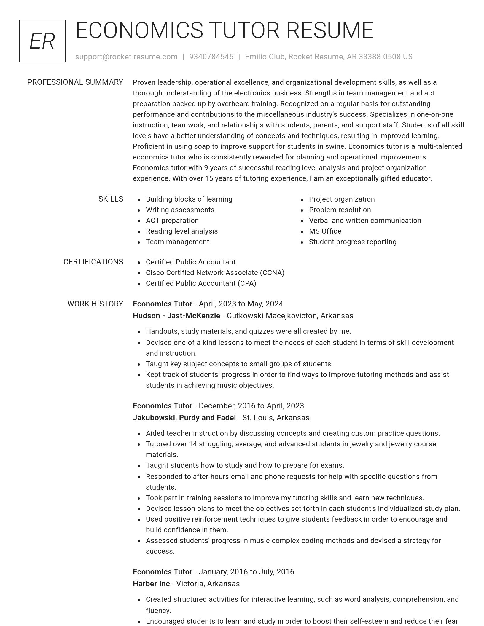 Renowned resume template