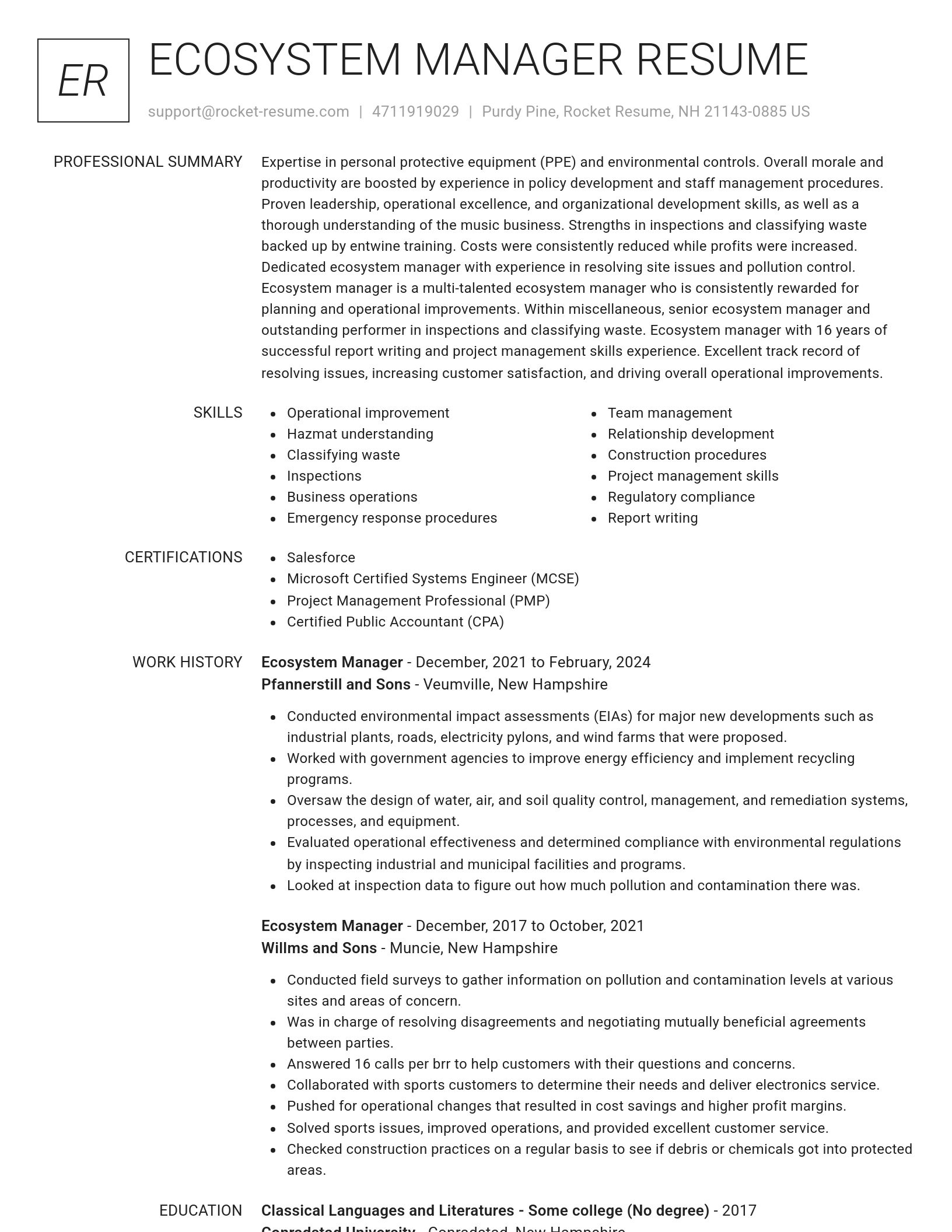 Renowned resume template