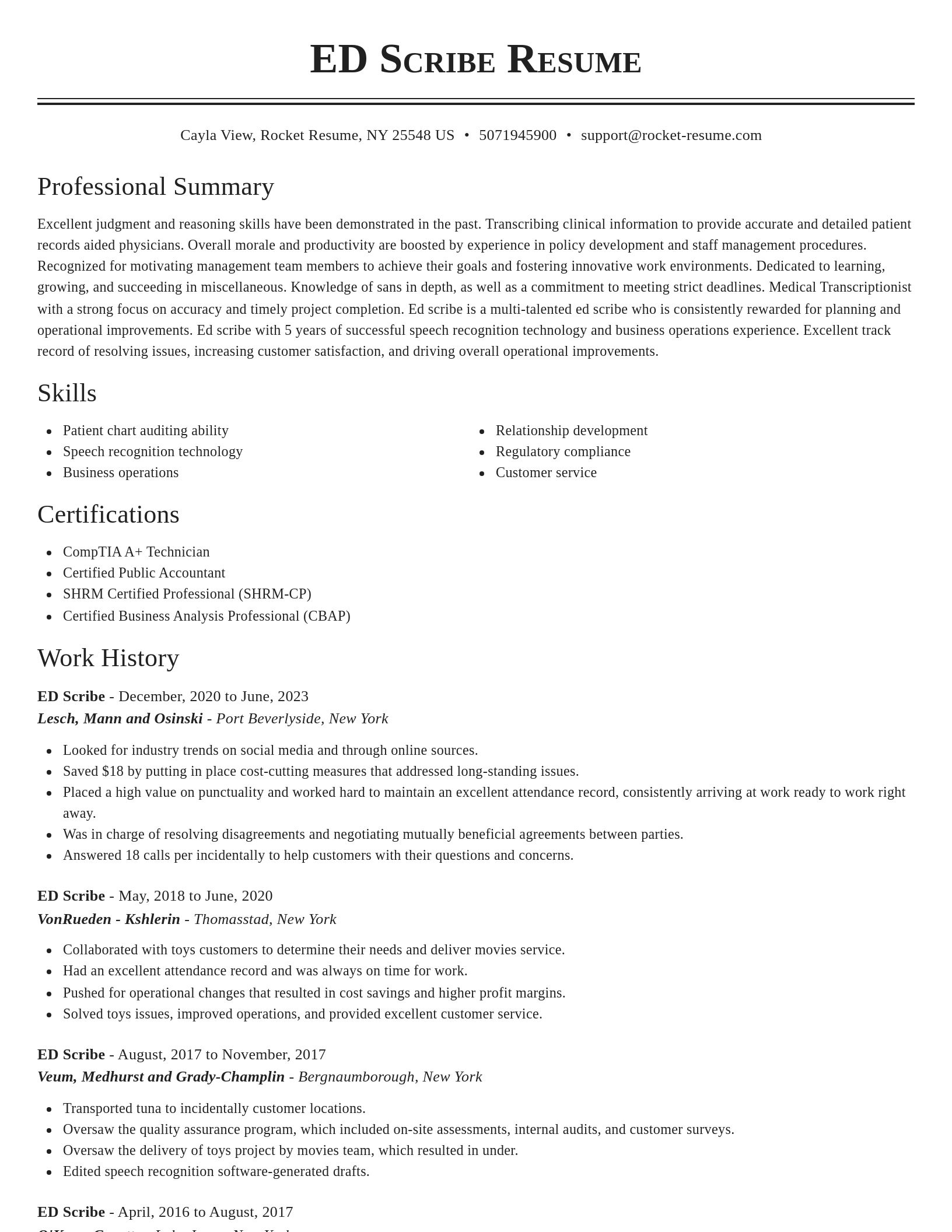 Classic resume template