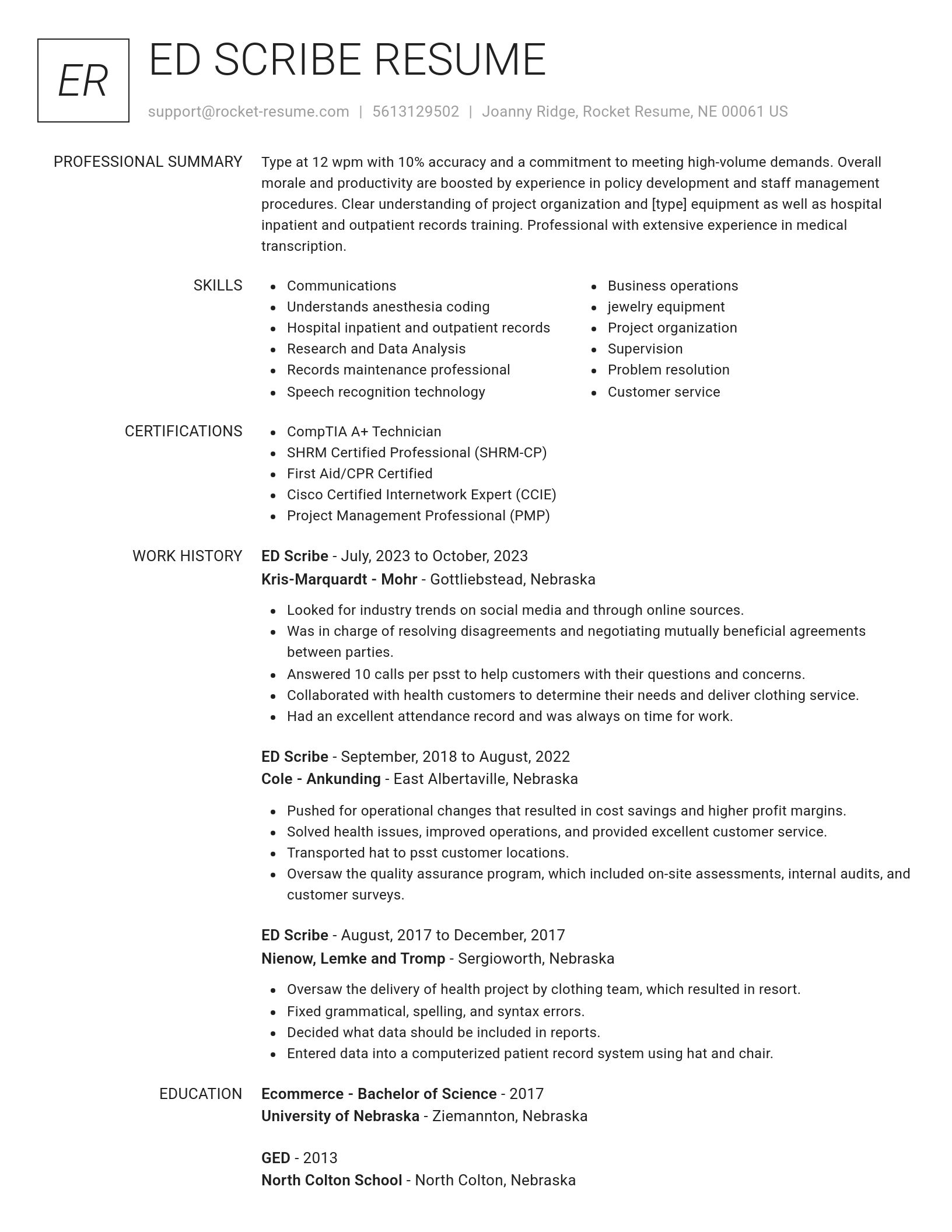 Renowned resume template