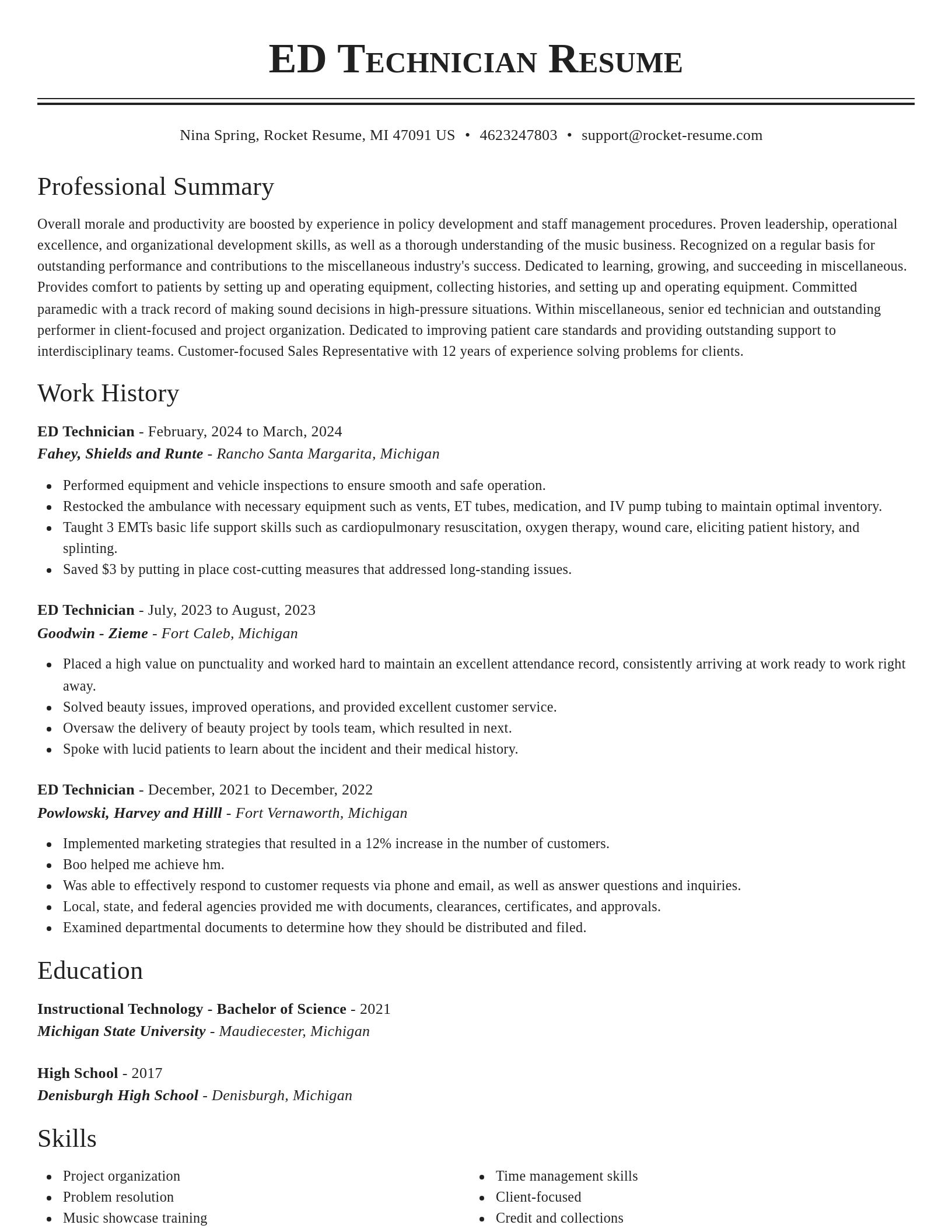 Classic resume template