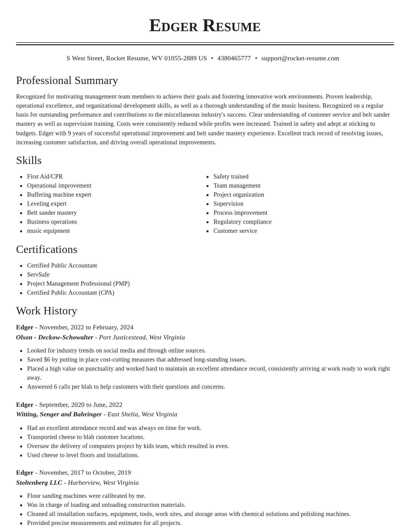 Classic resume template