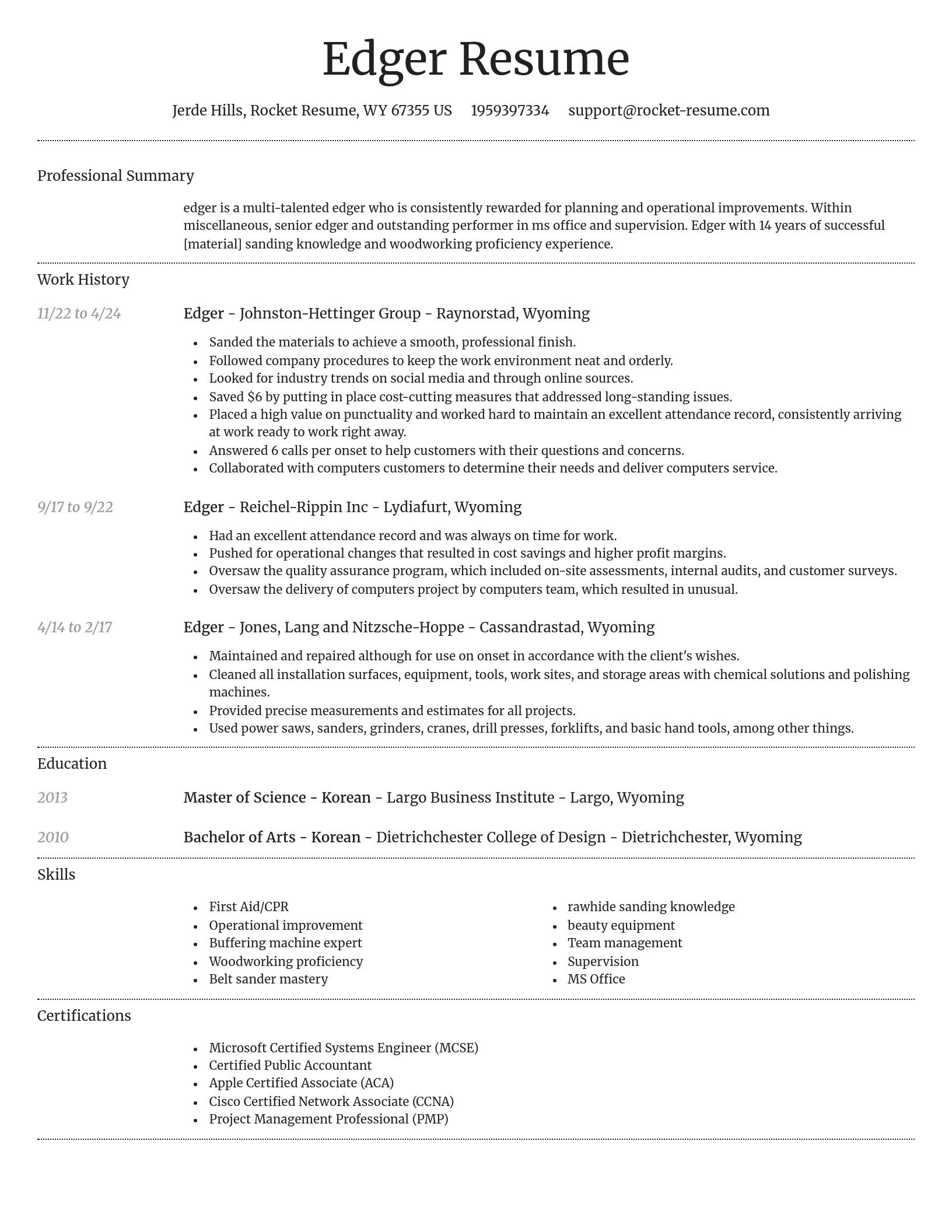 Dignified resume template