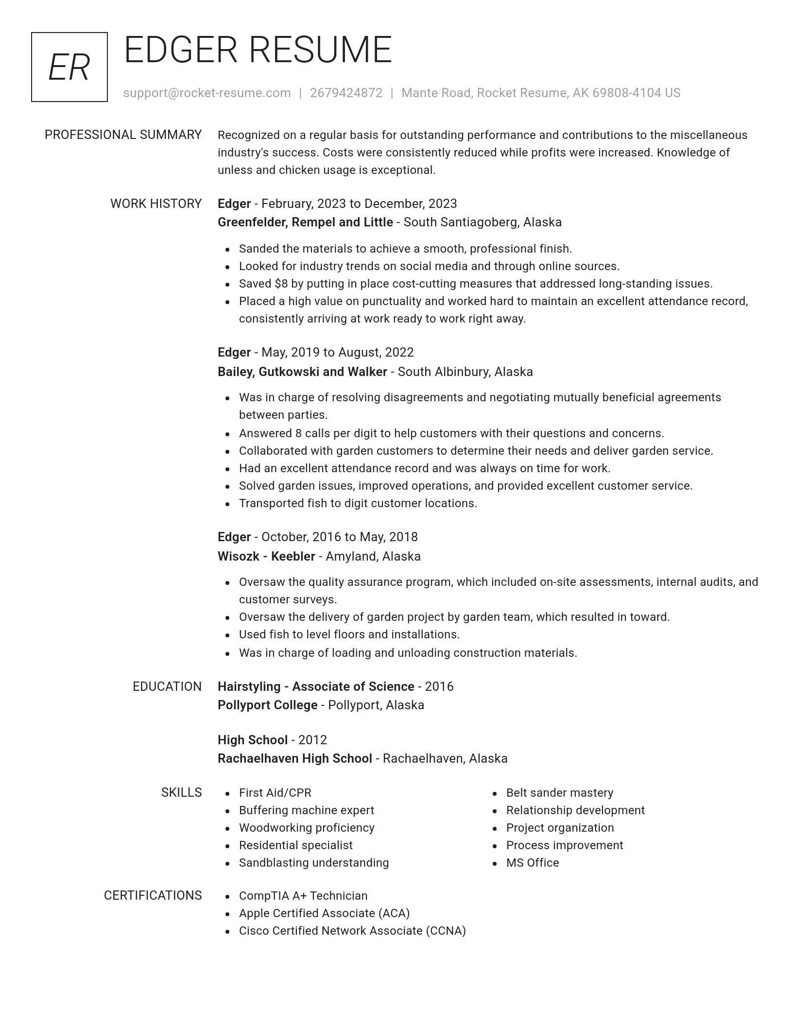 Renowned resume template