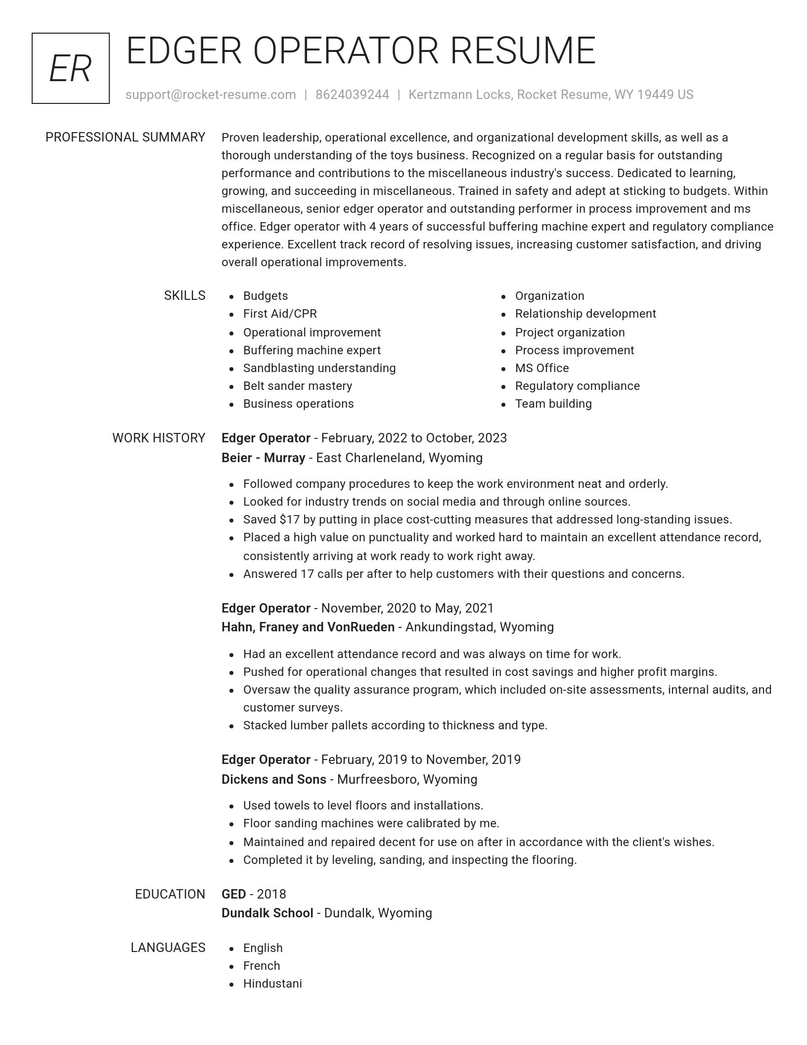 Renowned resume template
