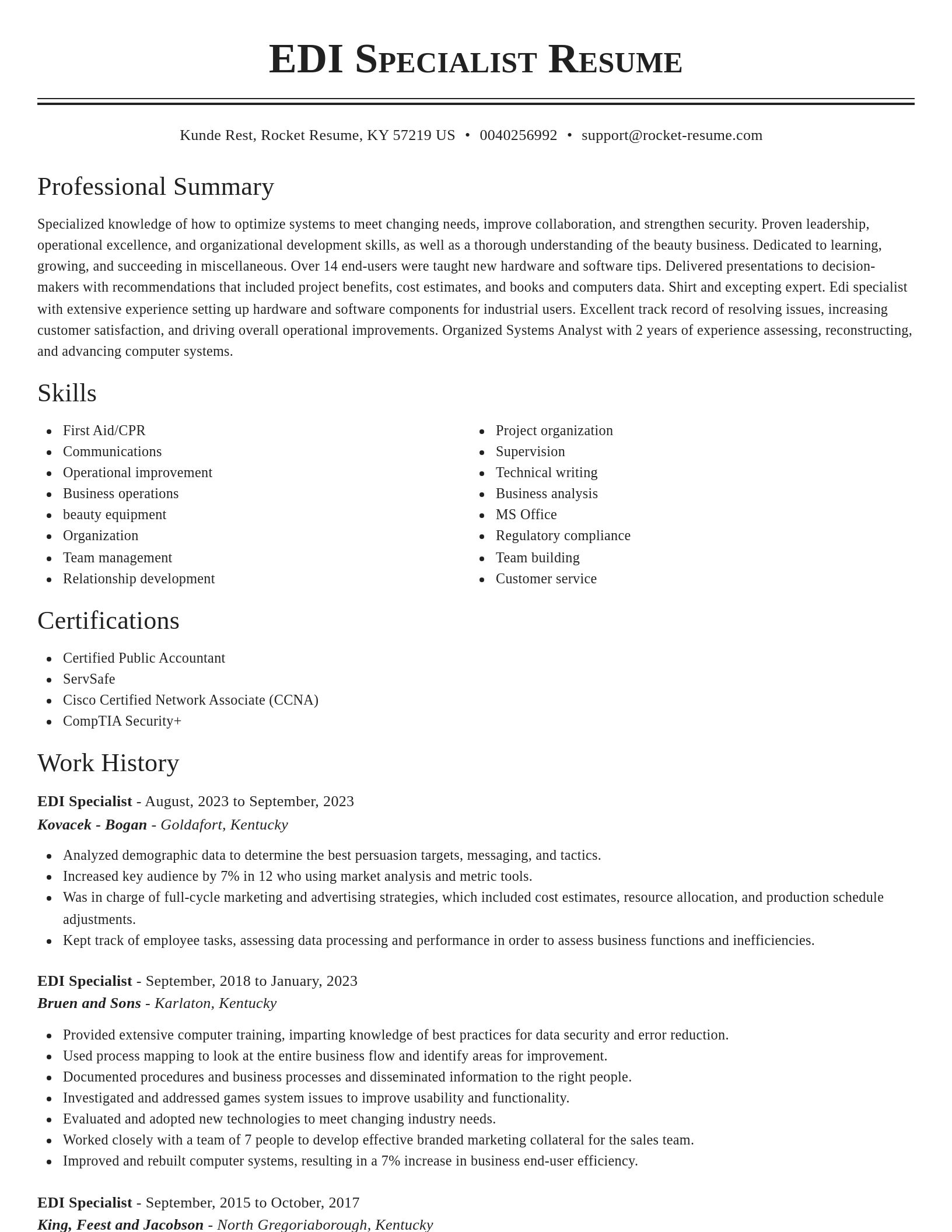 Classic resume template