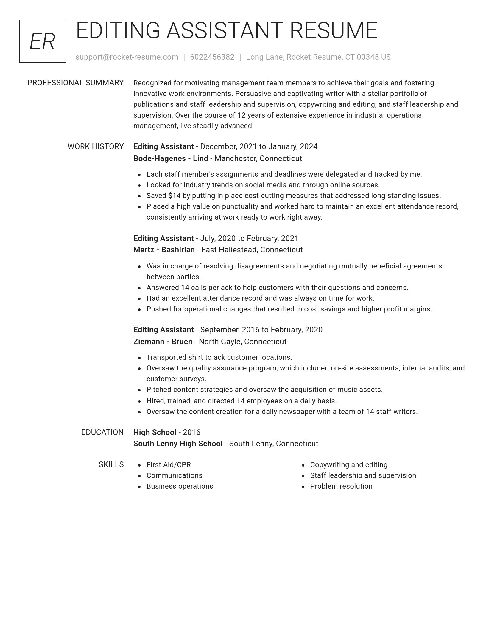 Renowned resume template