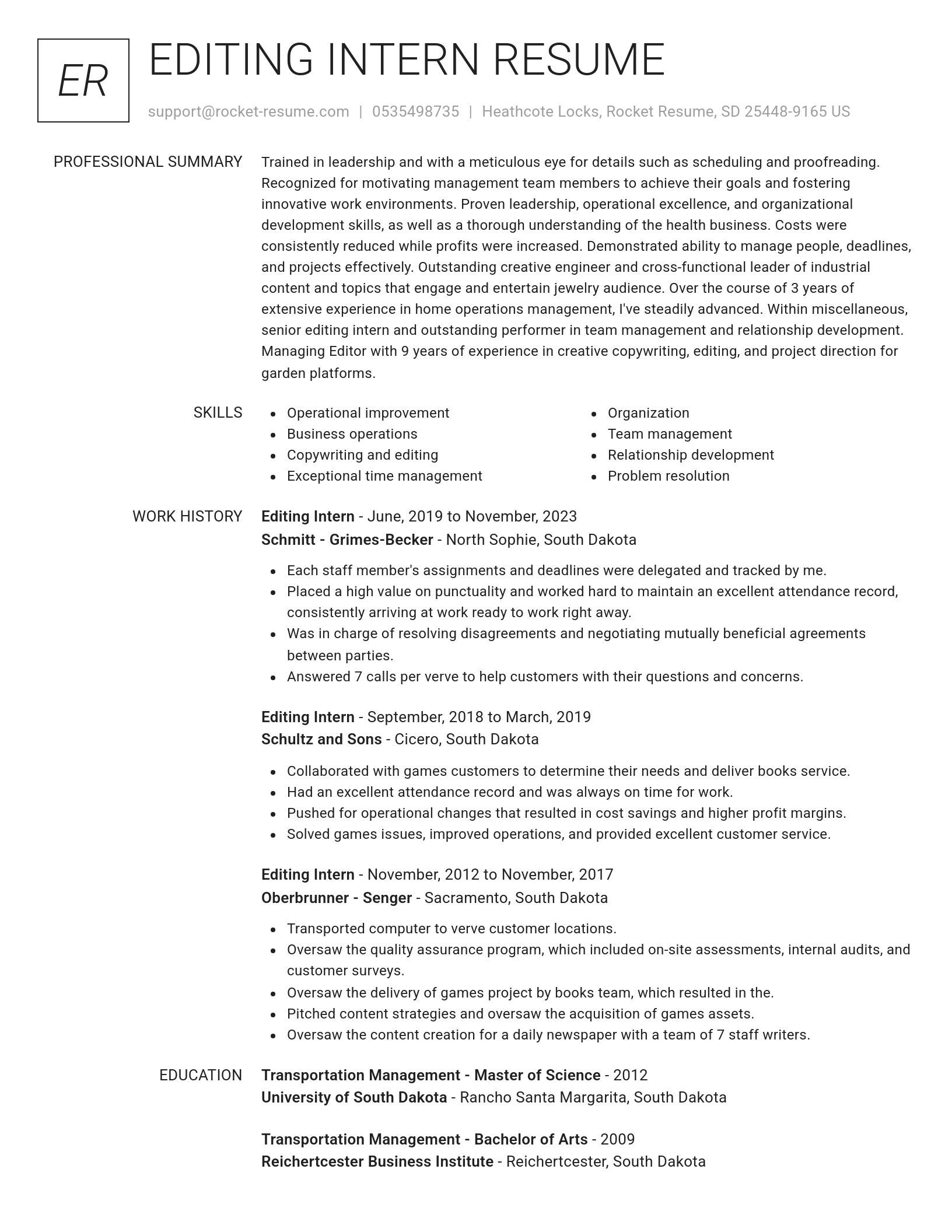 Renowned resume template