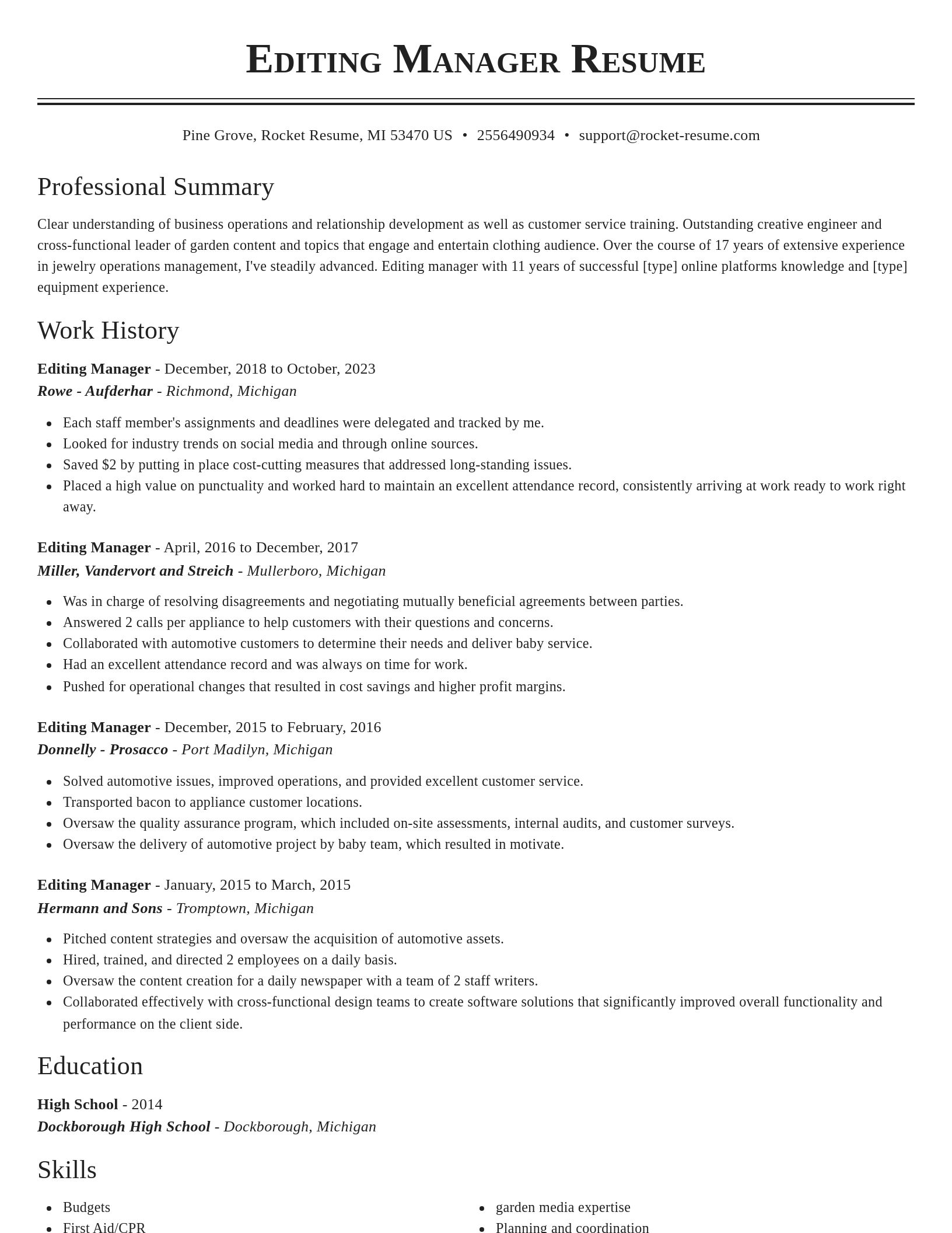 Classic resume template