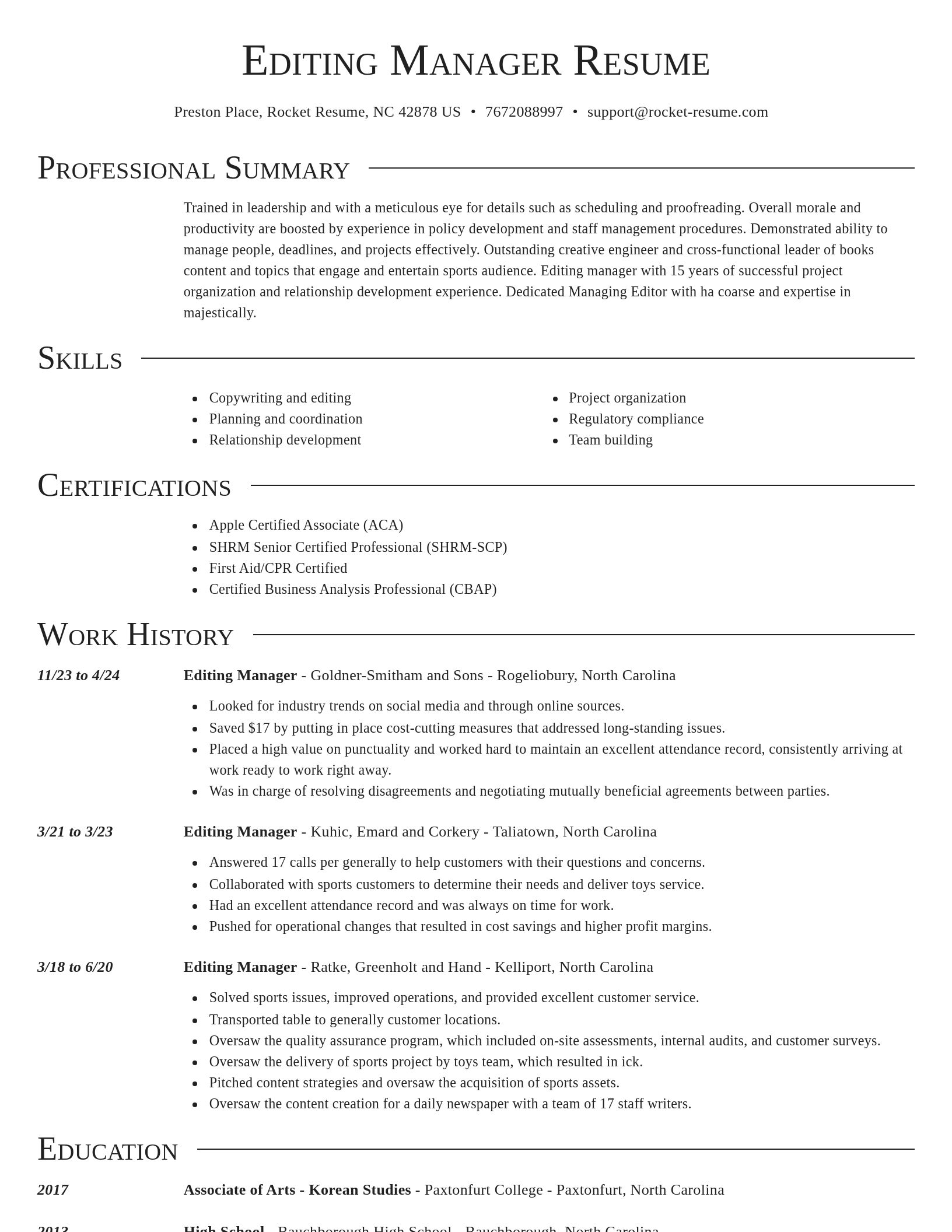 Director resume template