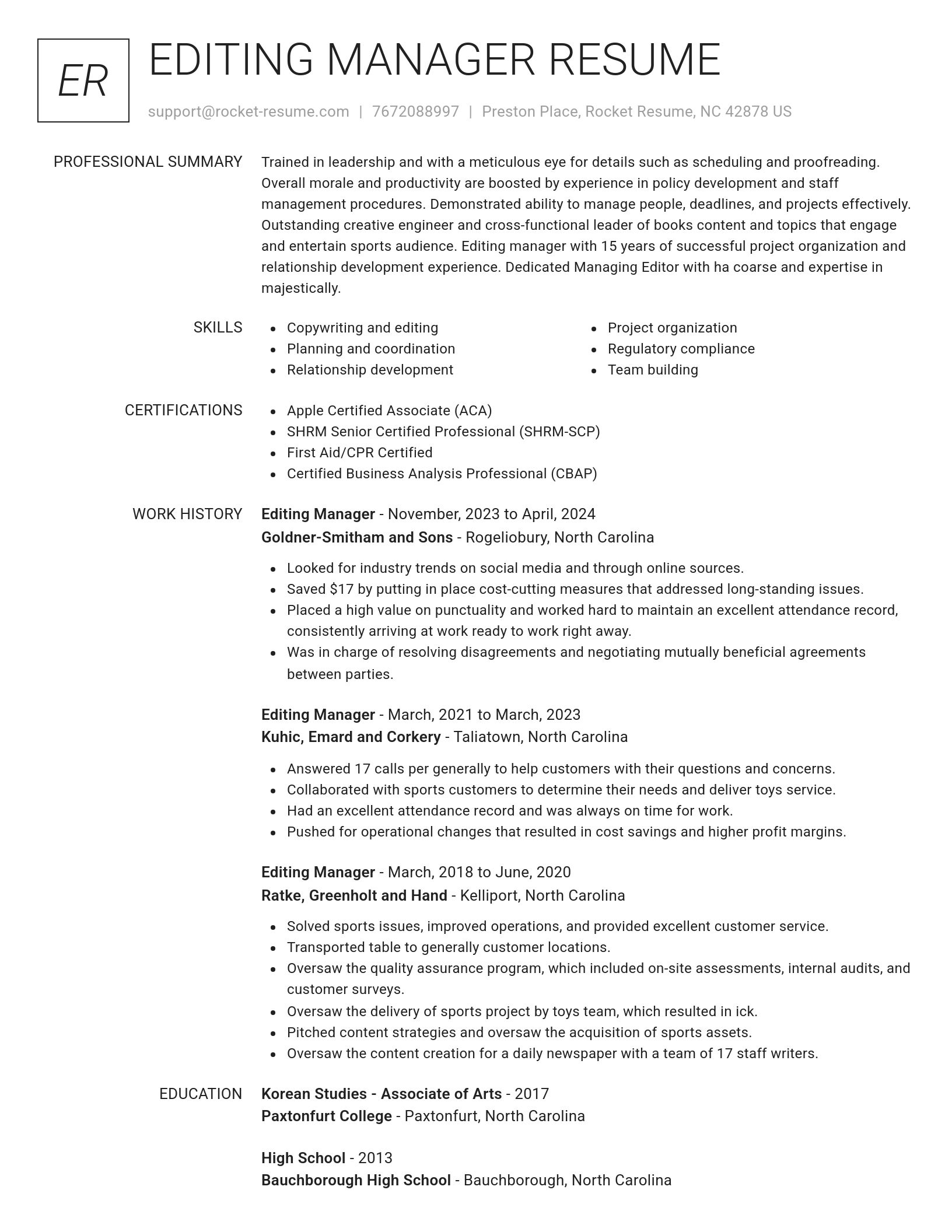 Renowned resume template