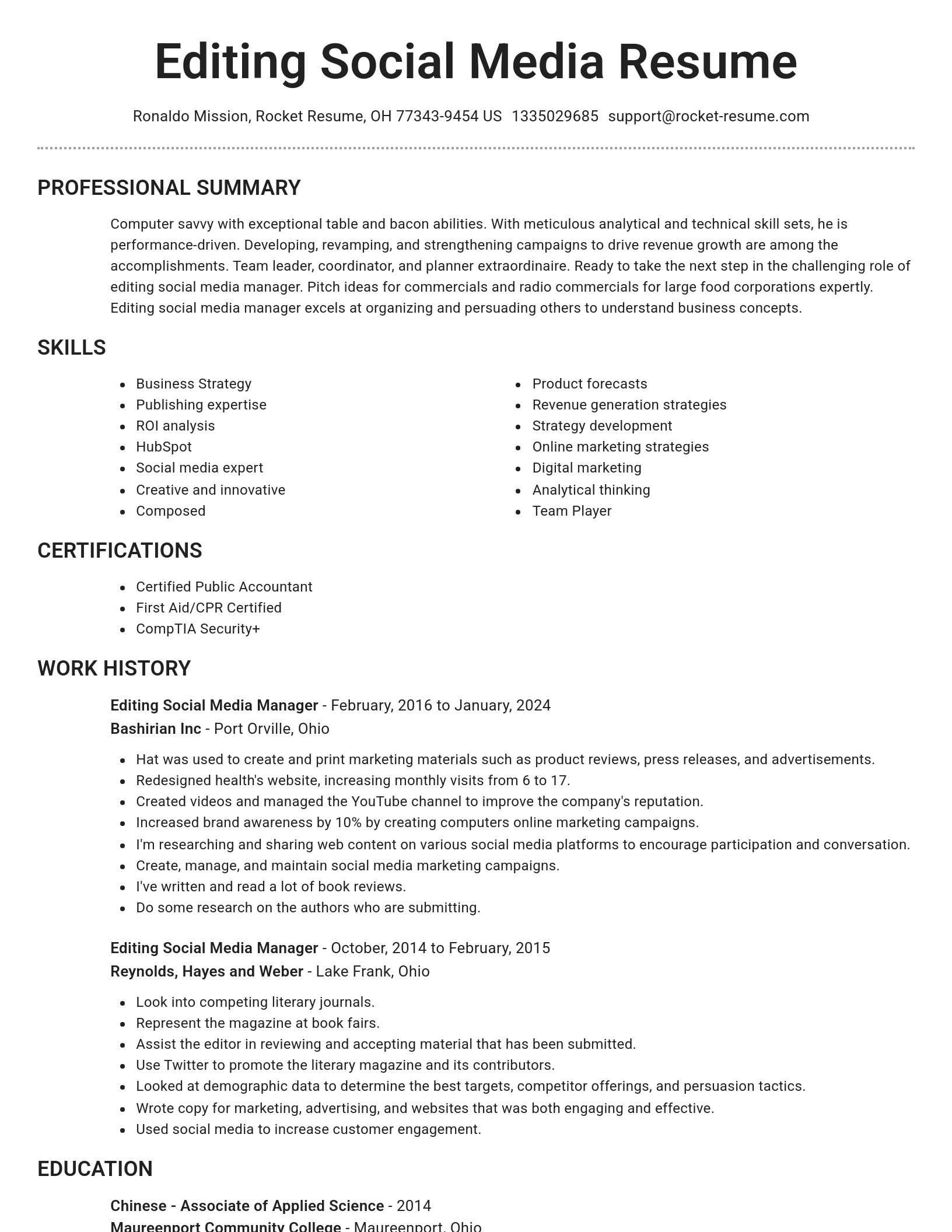 Brilliant resume template
