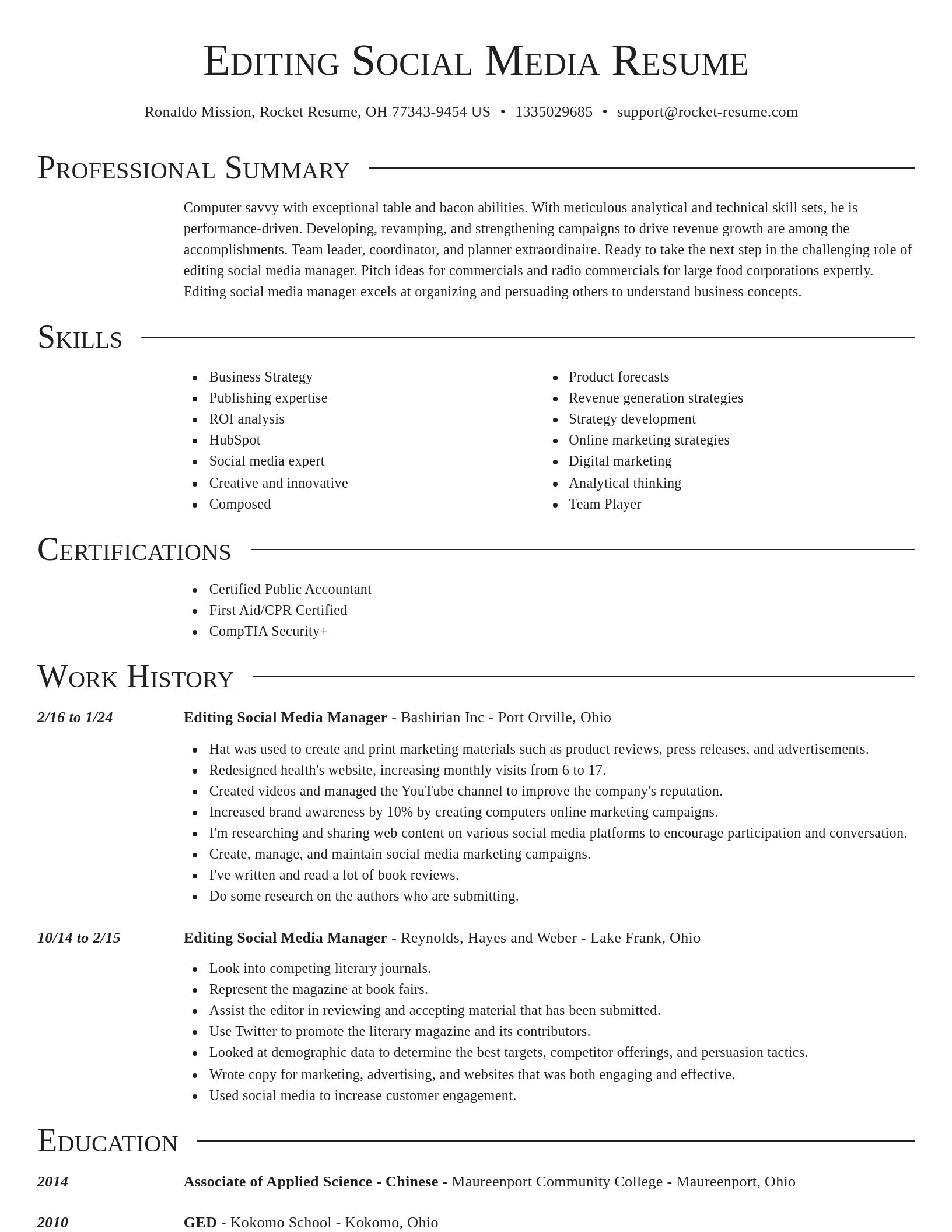 Director resume template
