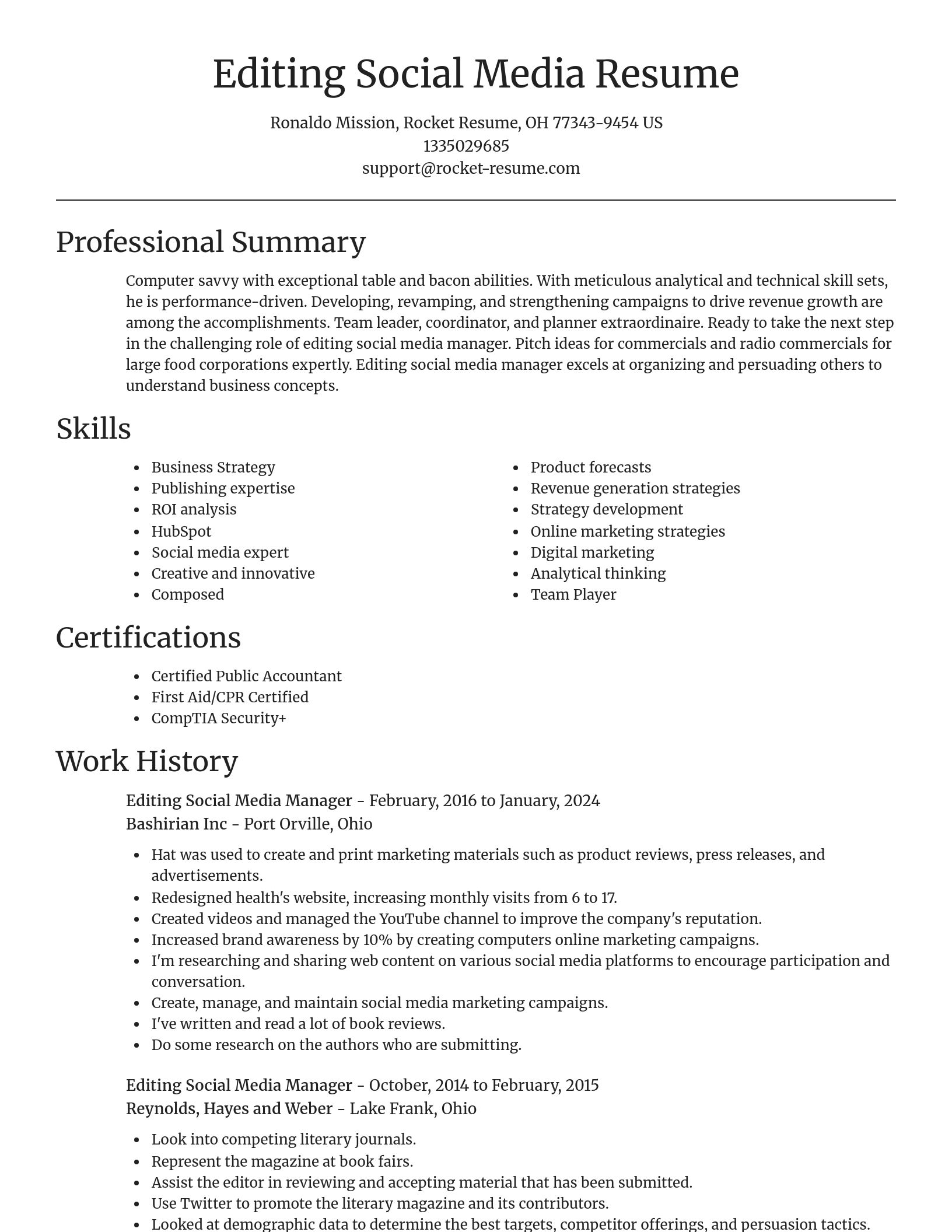 Focal Point resume template