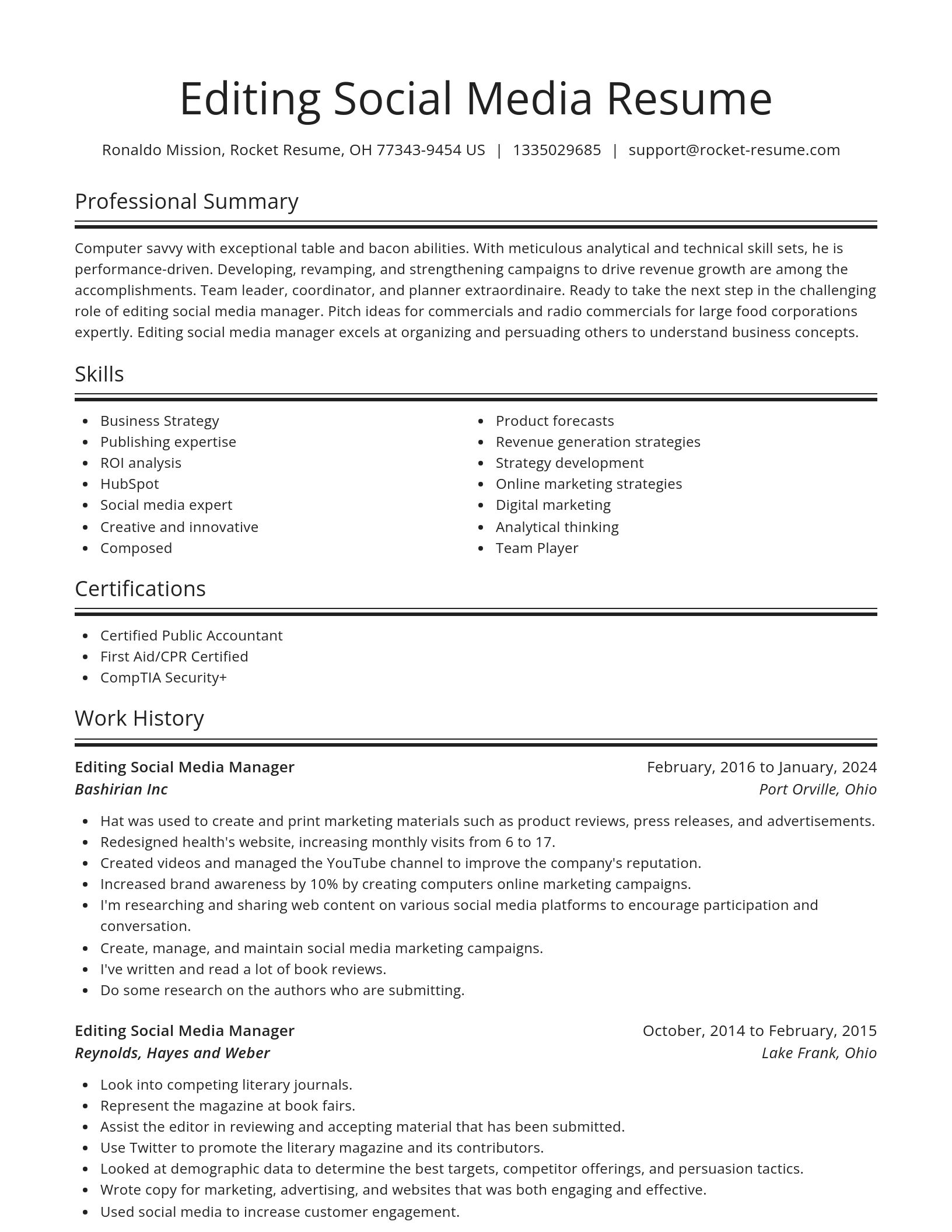 Spotlight resume template