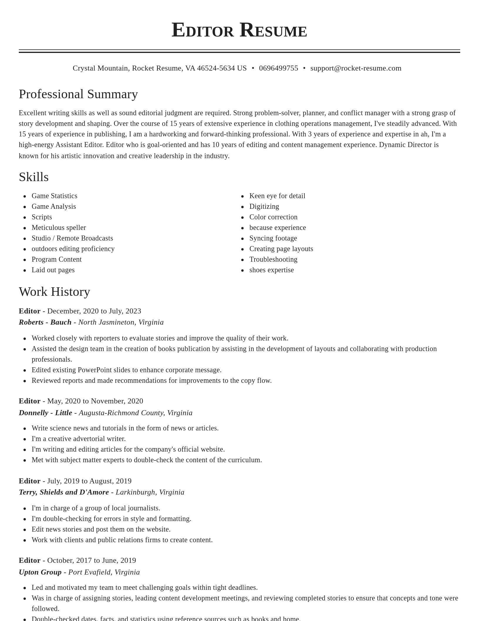 Classic resume template