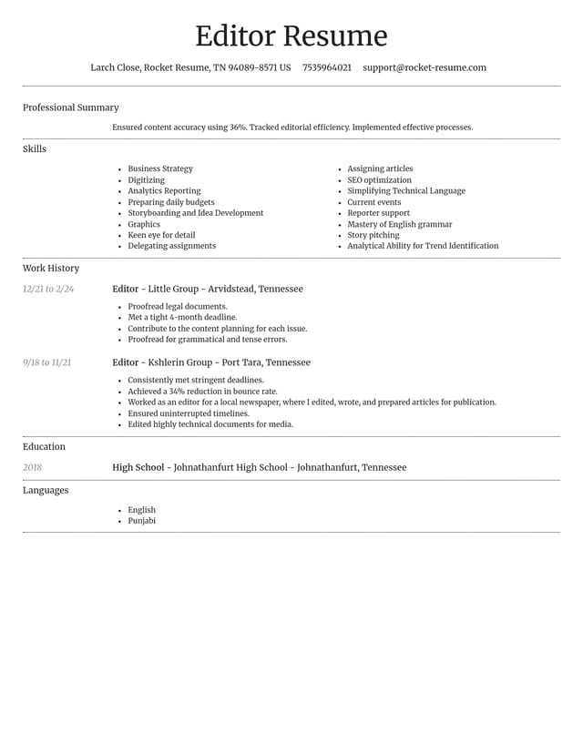 Dignified resume template