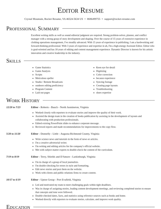 Director resume template