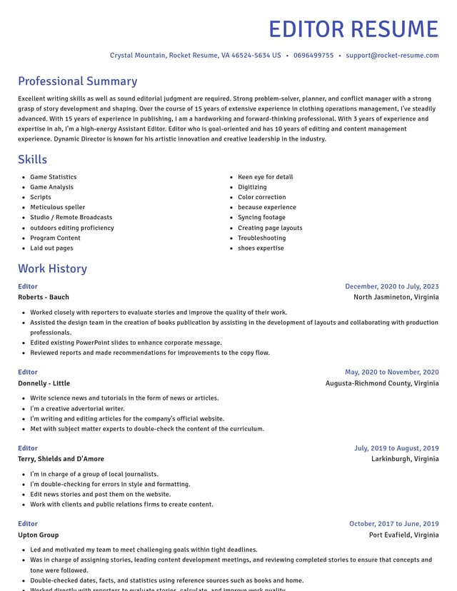 Novel resume template